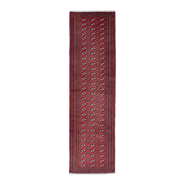 Persian Torkaman runner rug in burgundy and cream, 2'9" x 9'3"