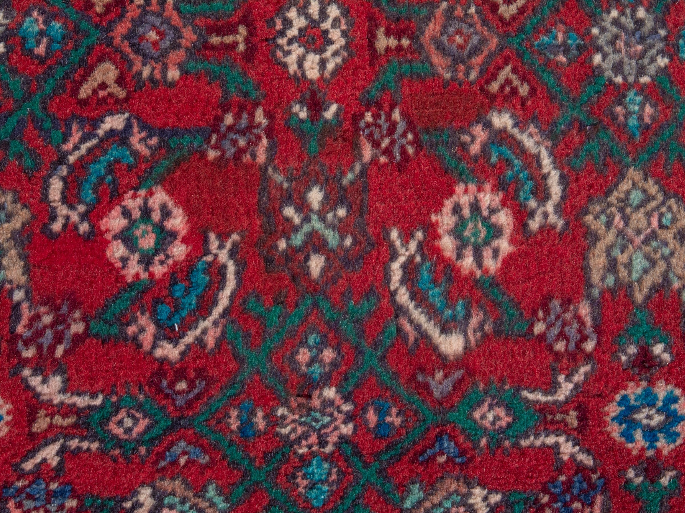 Persian Hamedan runner rug in deep red and cream, view 12 of 19