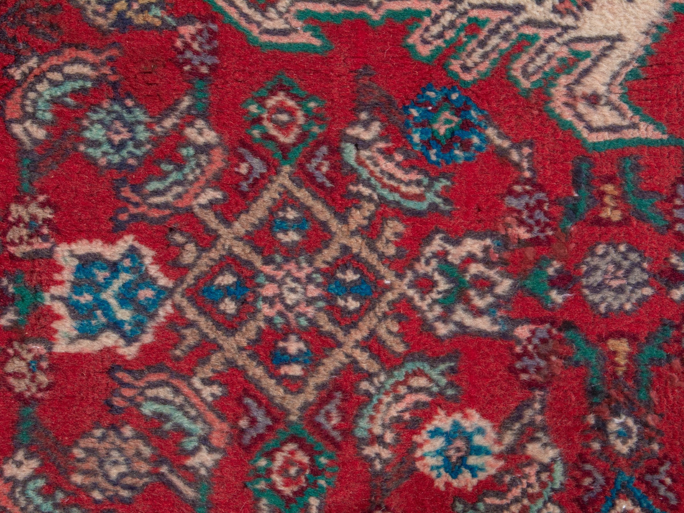 Persian Hamedan runner rug in deep red and cream, view 13 of 19