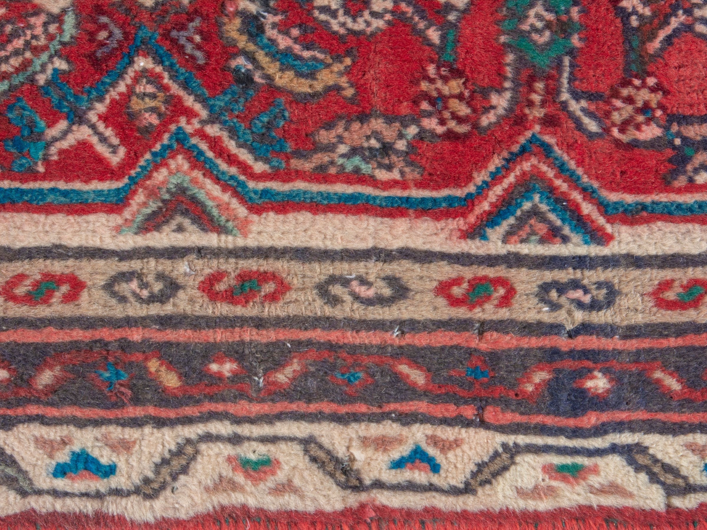 Persian Hamedan runner rug in deep red and cream, view 14 of 19