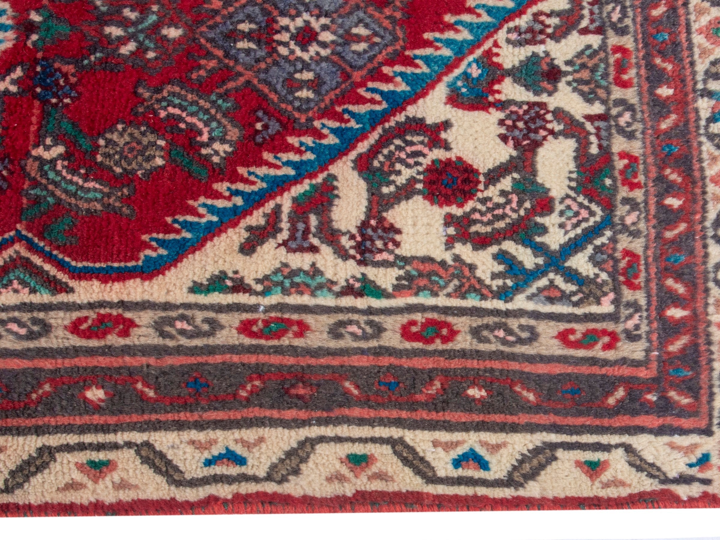 Persian Hamedan runner rug in deep red and cream, view 10 of 19