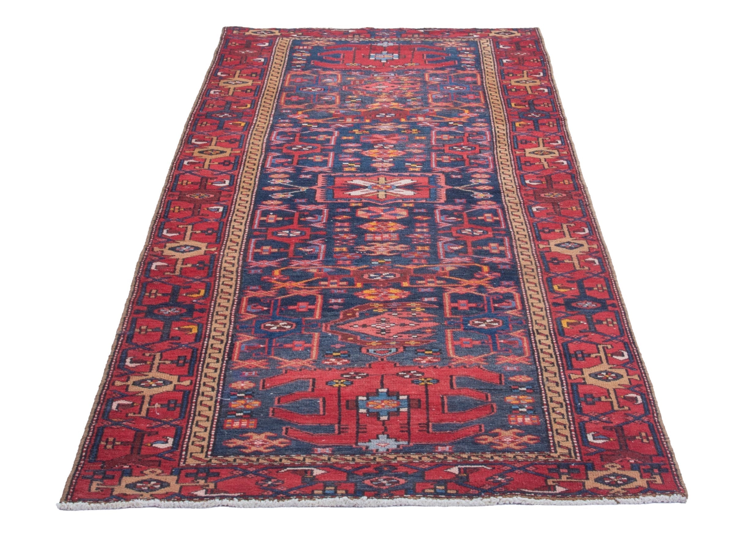 Persian Gorevan runner rug in navy and deep red, view 3 of 19