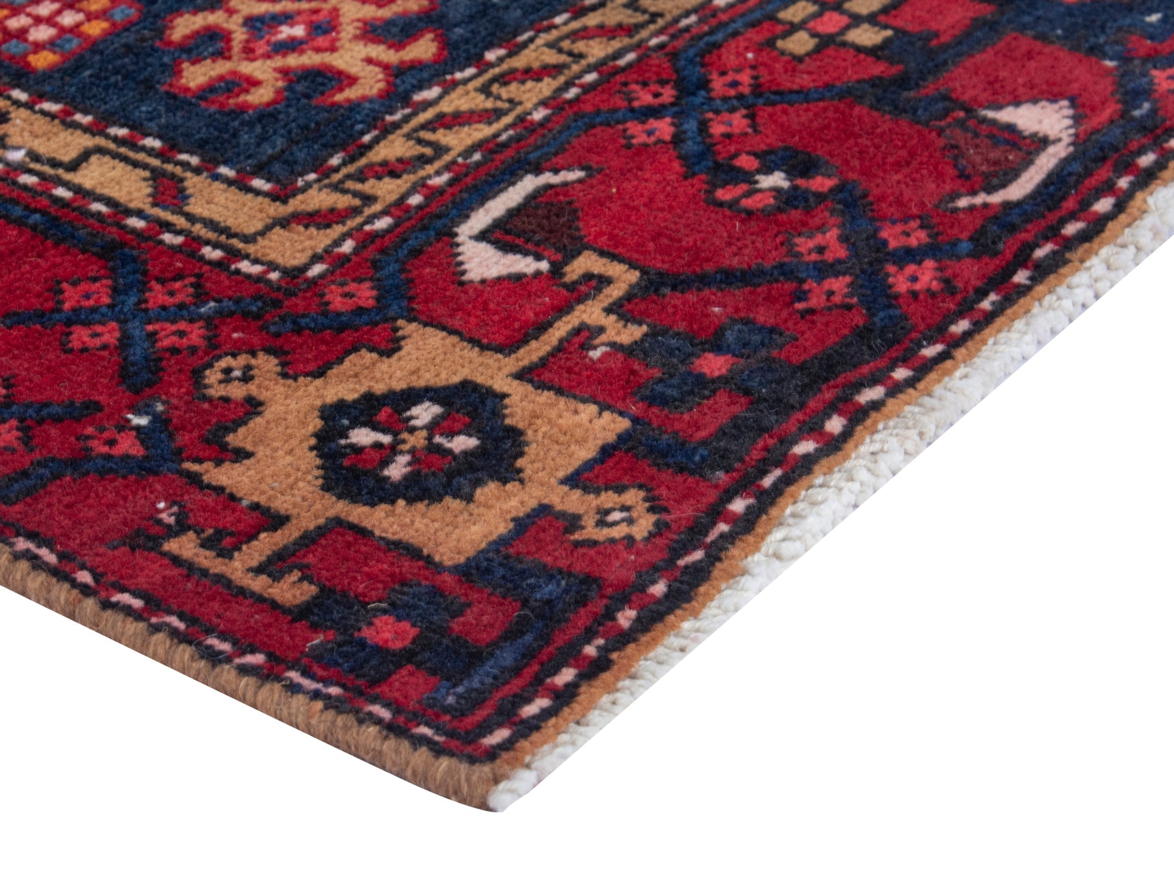 Persian Gorevan runner rug in navy and deep red, view 5 of 19