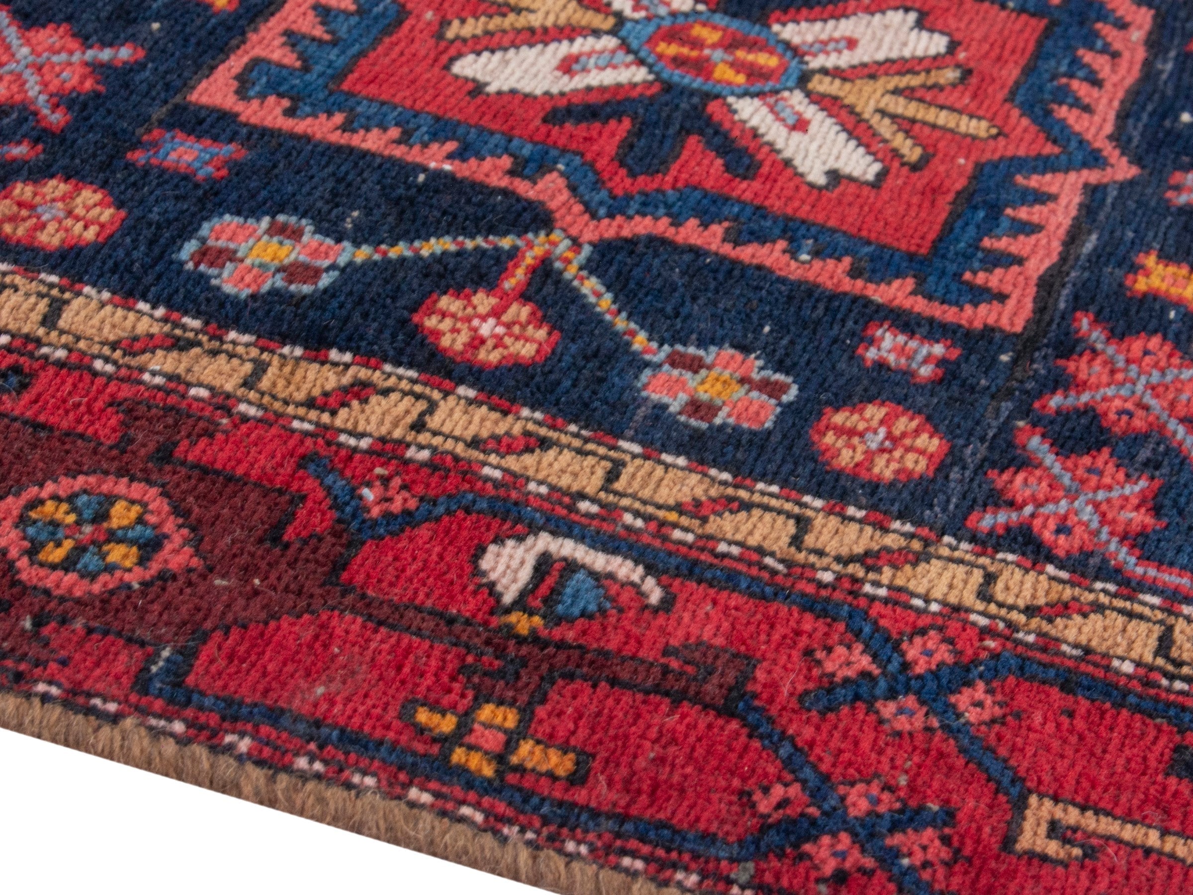 Persian Gorevan runner rug in navy and deep red, view 6 of 19