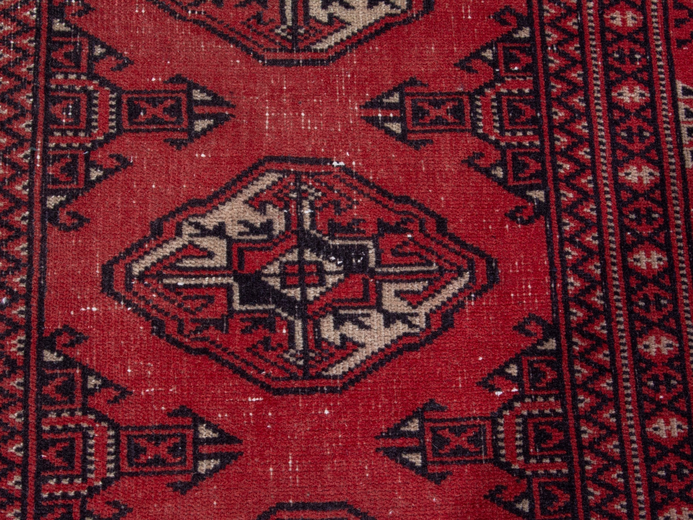 Persian Torkaman runner rug in deep red and cream, view 12 of 18