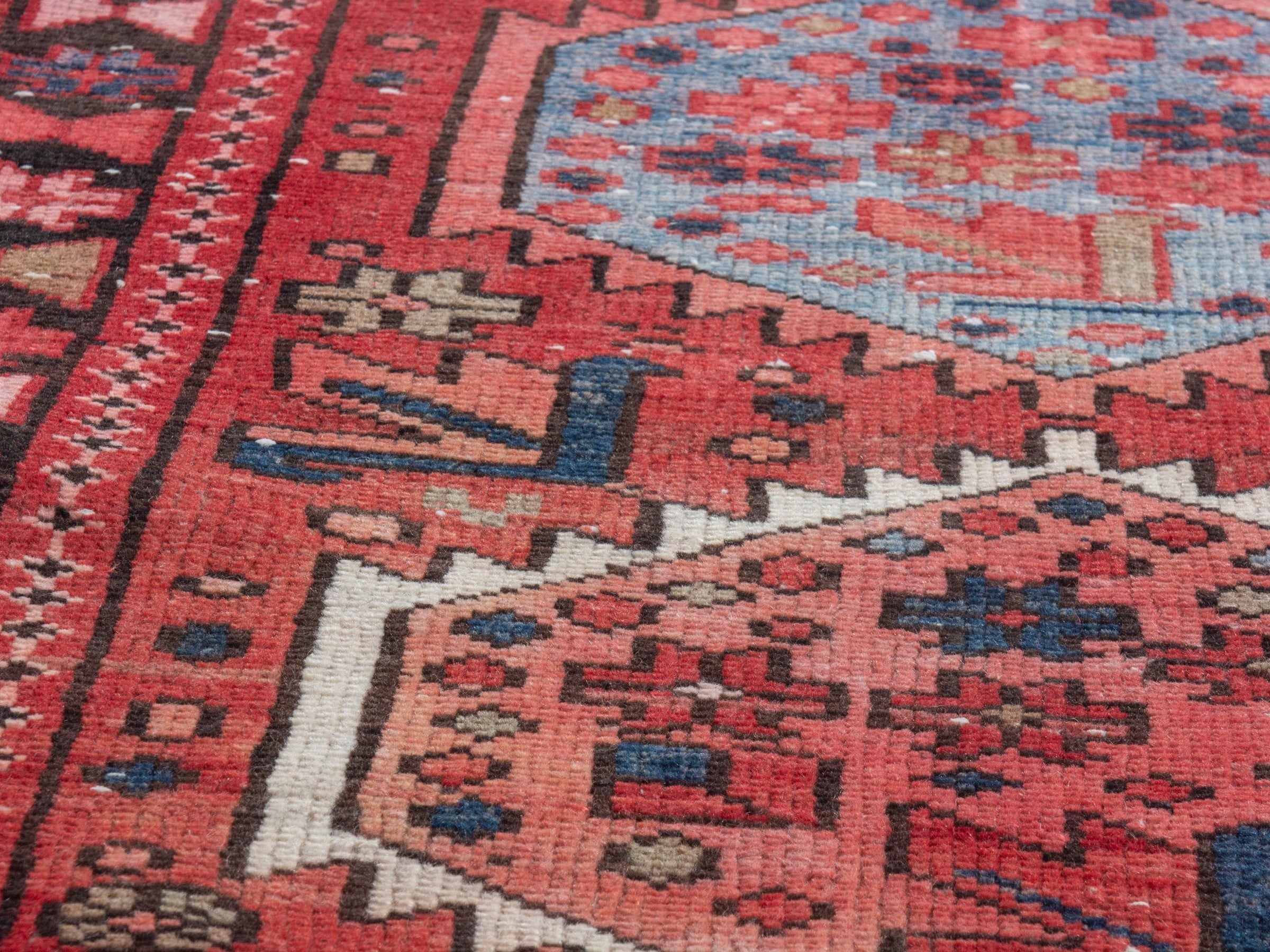 Persian Gharajeh runner rug in deep red and burgundy, view 8 of 18
