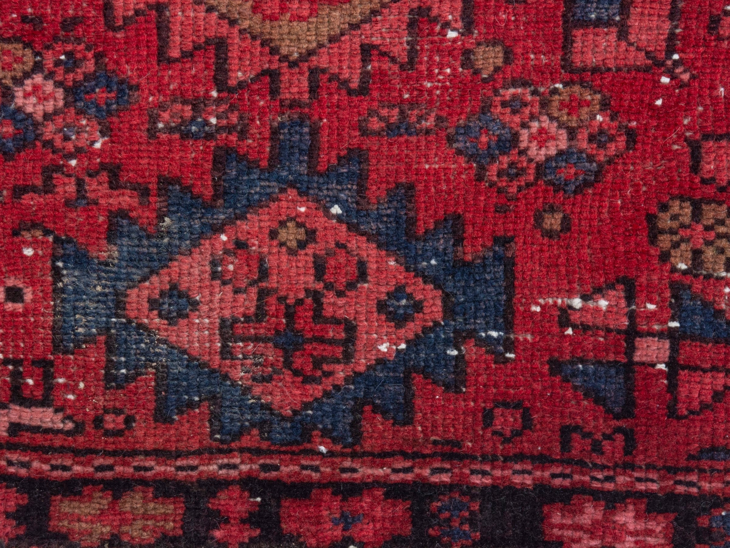 Persian Gharajeh runner rug in deep red and burgundy, view 11 of 18