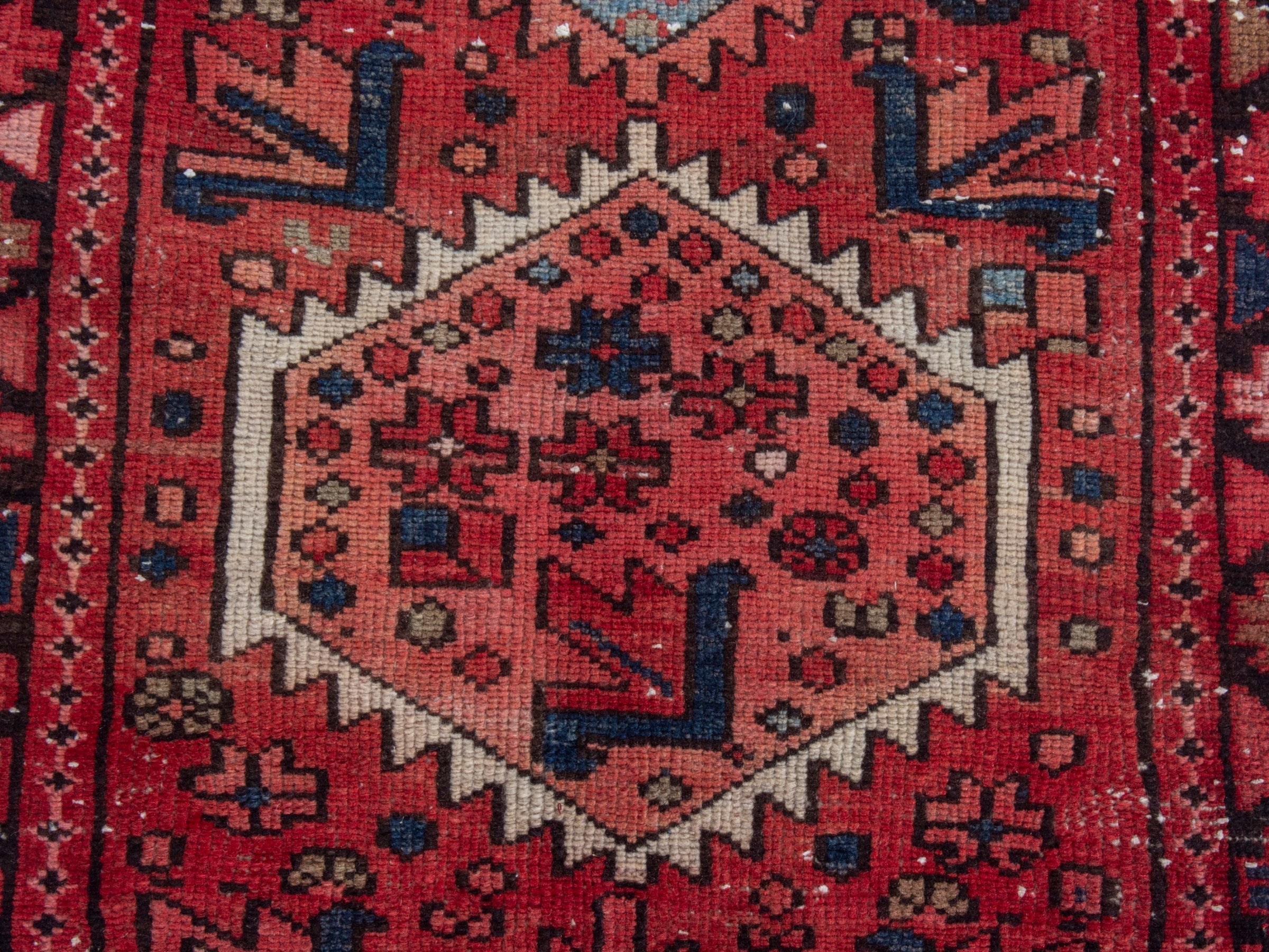 Persian Gharajeh runner rug in deep red and burgundy, view 12 of 18