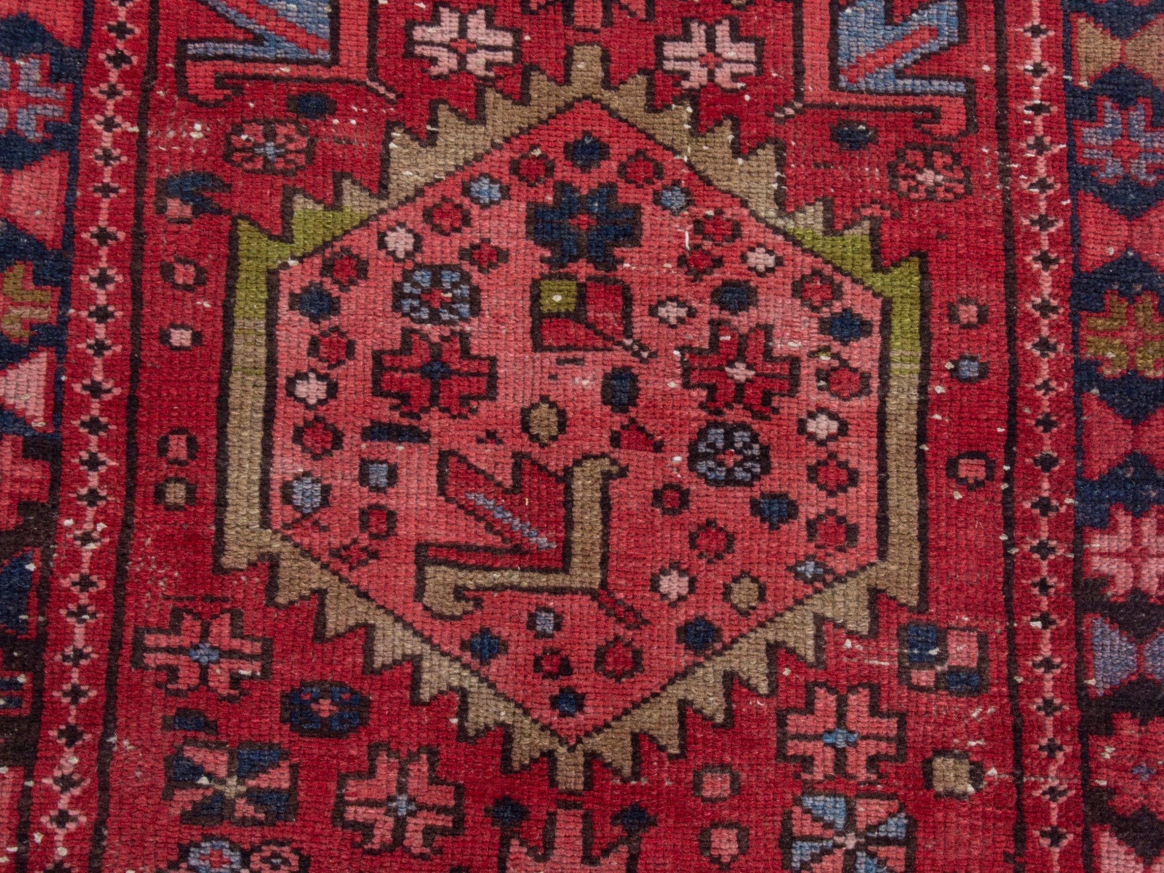 Persian Gharajeh runner rug in deep red and burgundy, view 13 of 18
