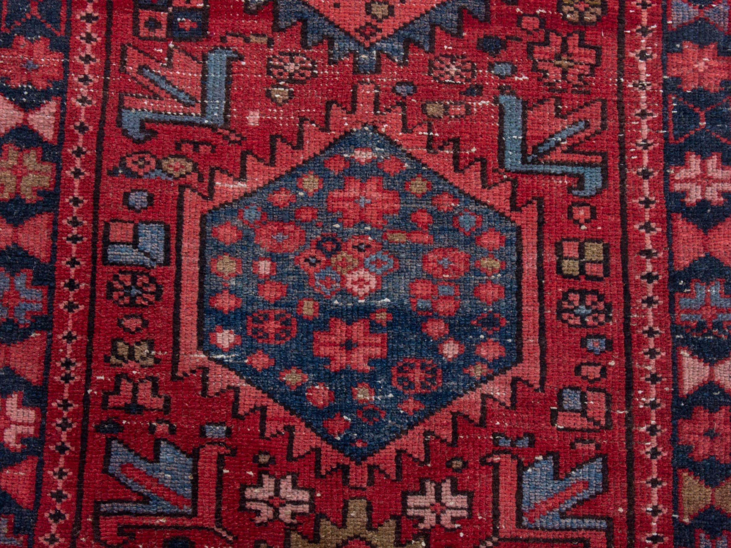 Persian Gharajeh runner rug in deep red and burgundy, view 14 of 18