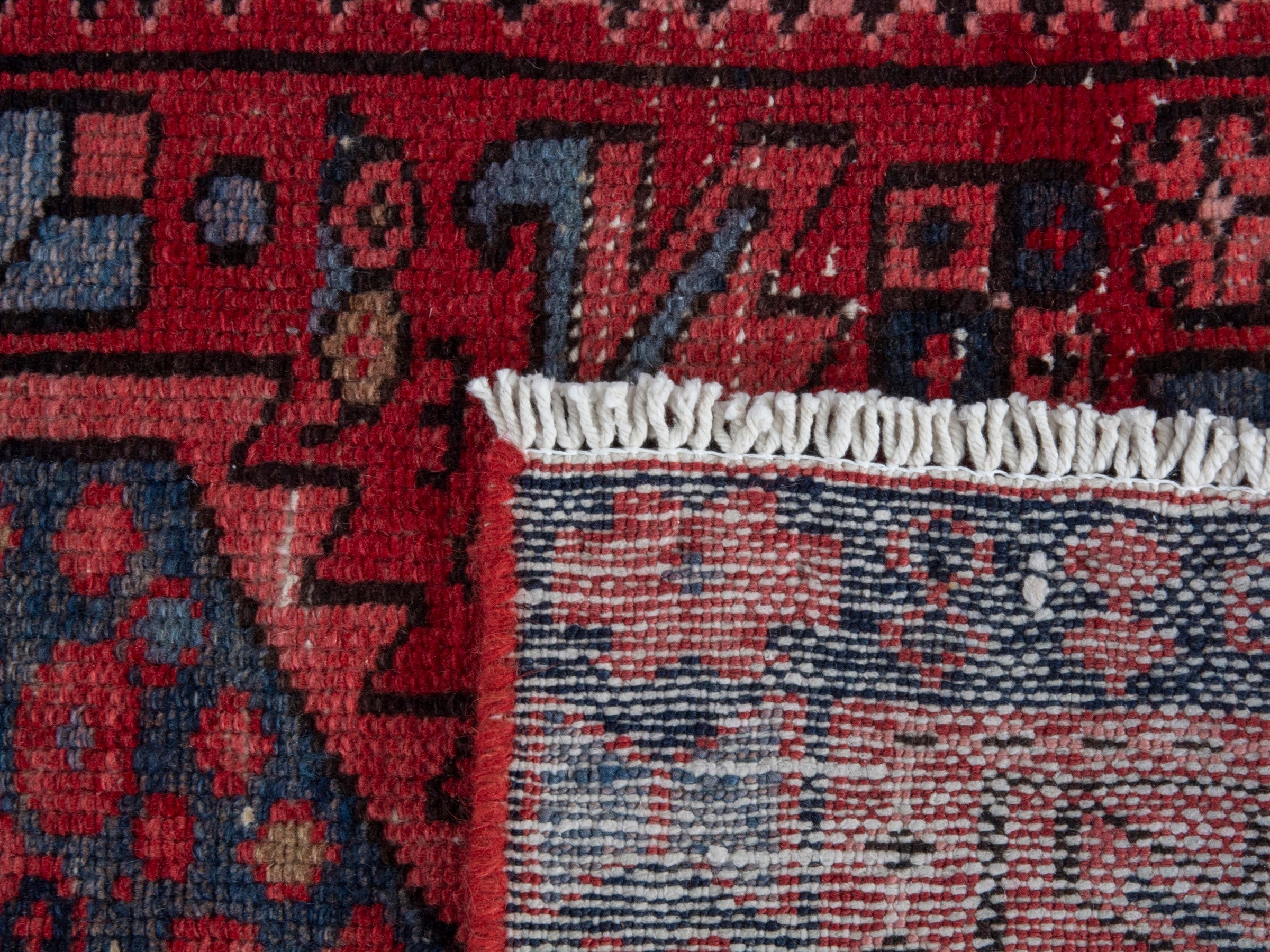 Persian Gharajeh runner rug in deep red and burgundy, view 18 of 18
