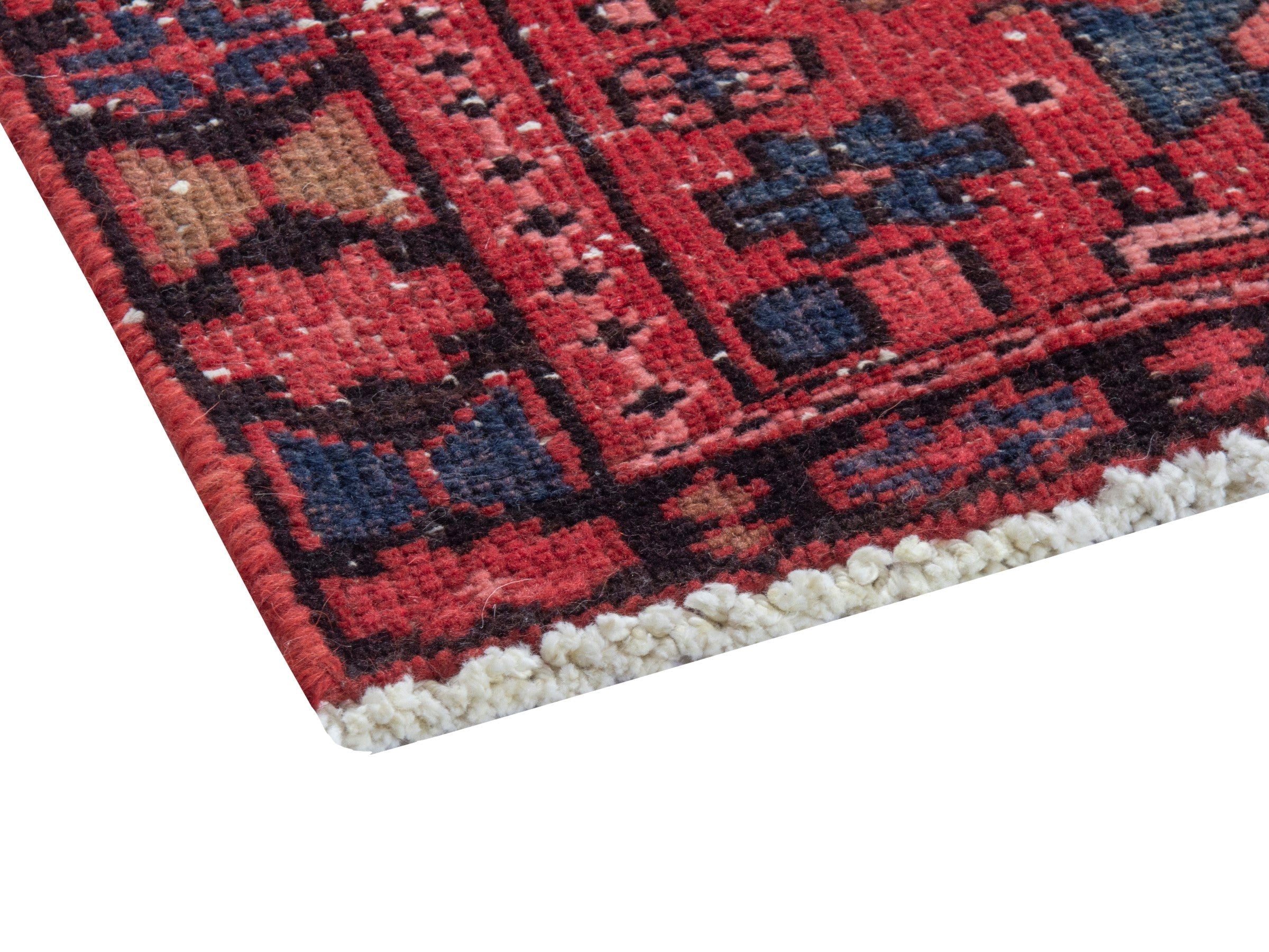 Persian Gharajeh runner rug in deep red and burgundy, view 5 of 18