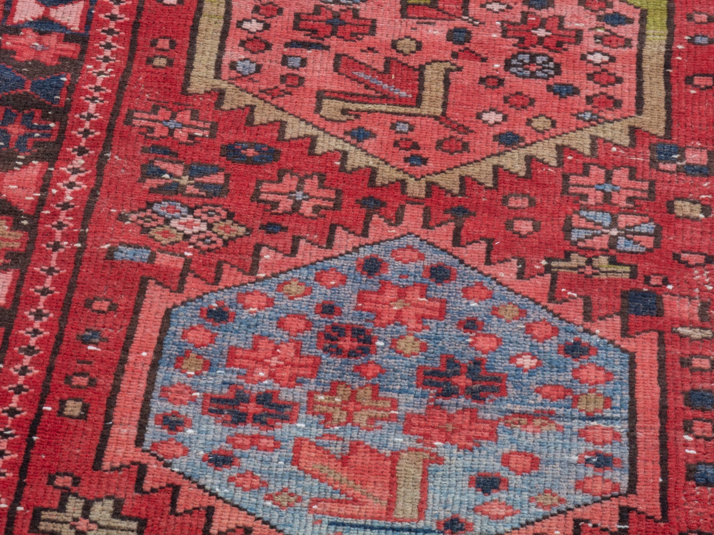 Persian Gharajeh runner rug in deep red and burgundy, view 9 of 18