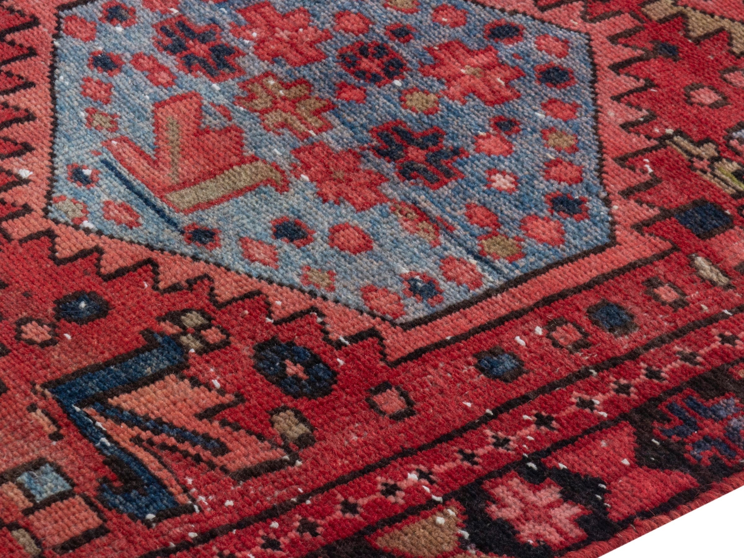 Persian Gharajeh runner rug in deep red and burgundy, view 6 of 18