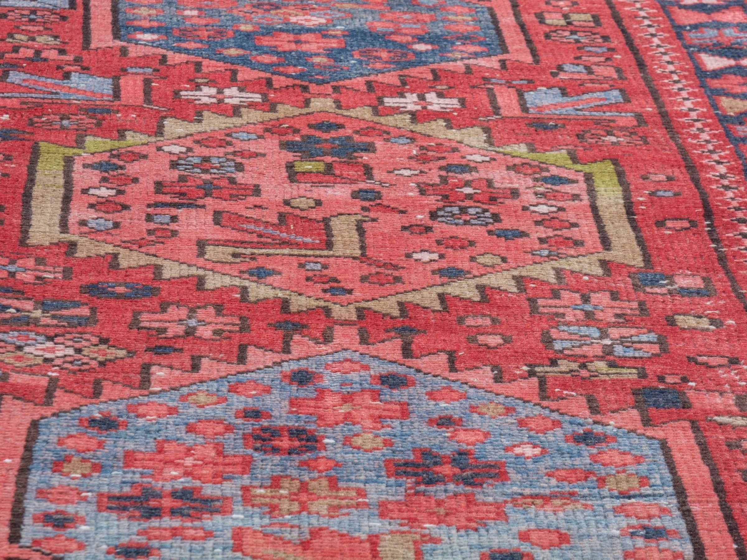 Persian Gharajeh runner rug in deep red and burgundy, view 7 of 18