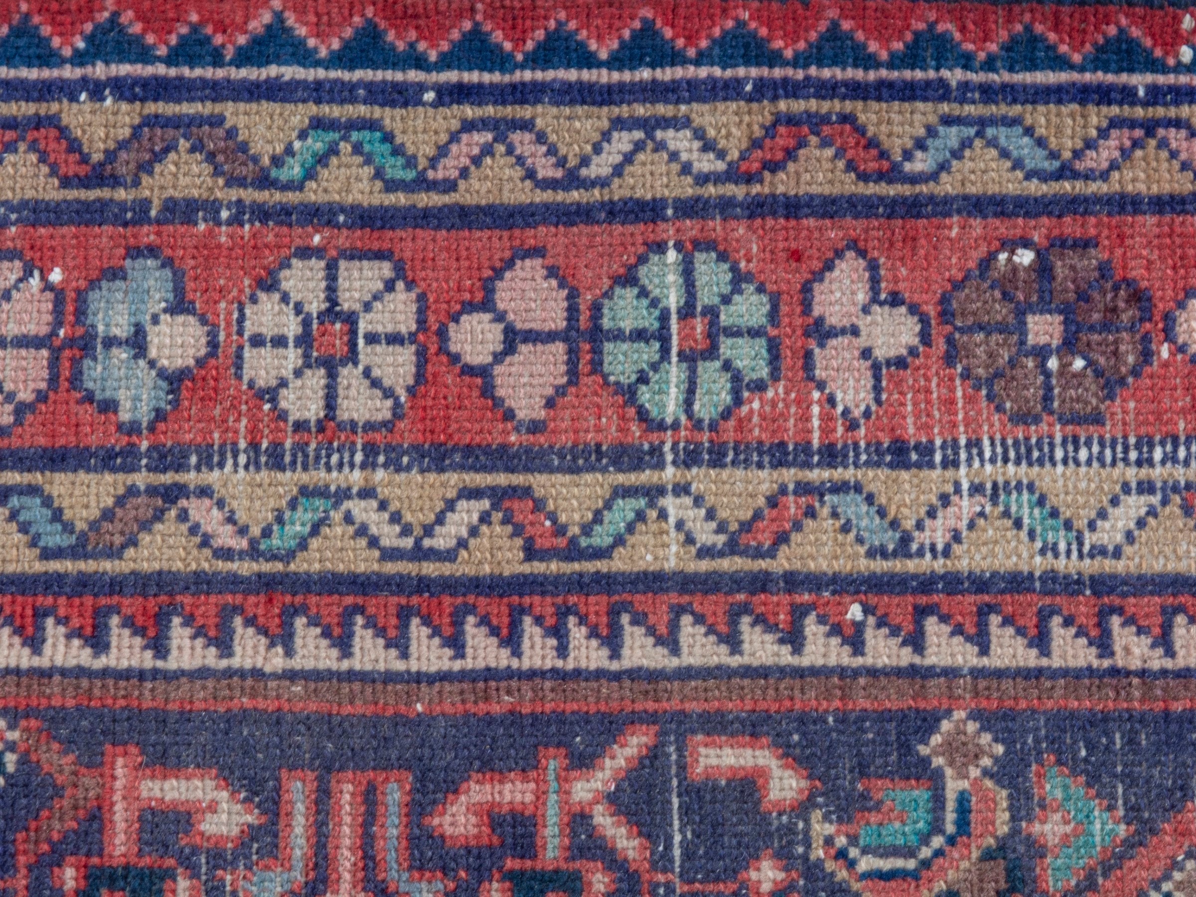 Persian Hamedan runner rug in burgundy and faded red, view 11 of 18