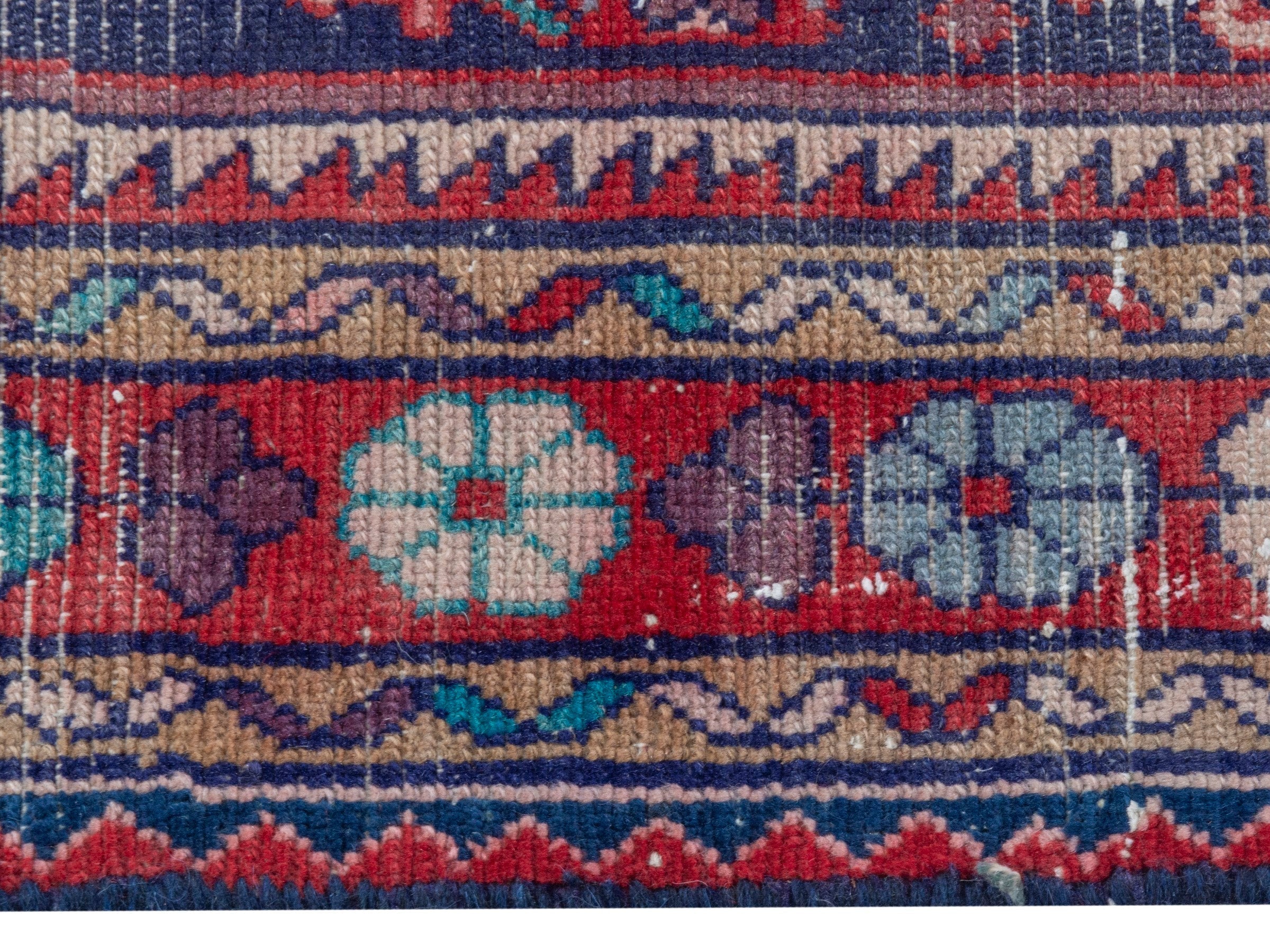 Persian Hamedan runner rug in burgundy and faded red, view 13 of 18