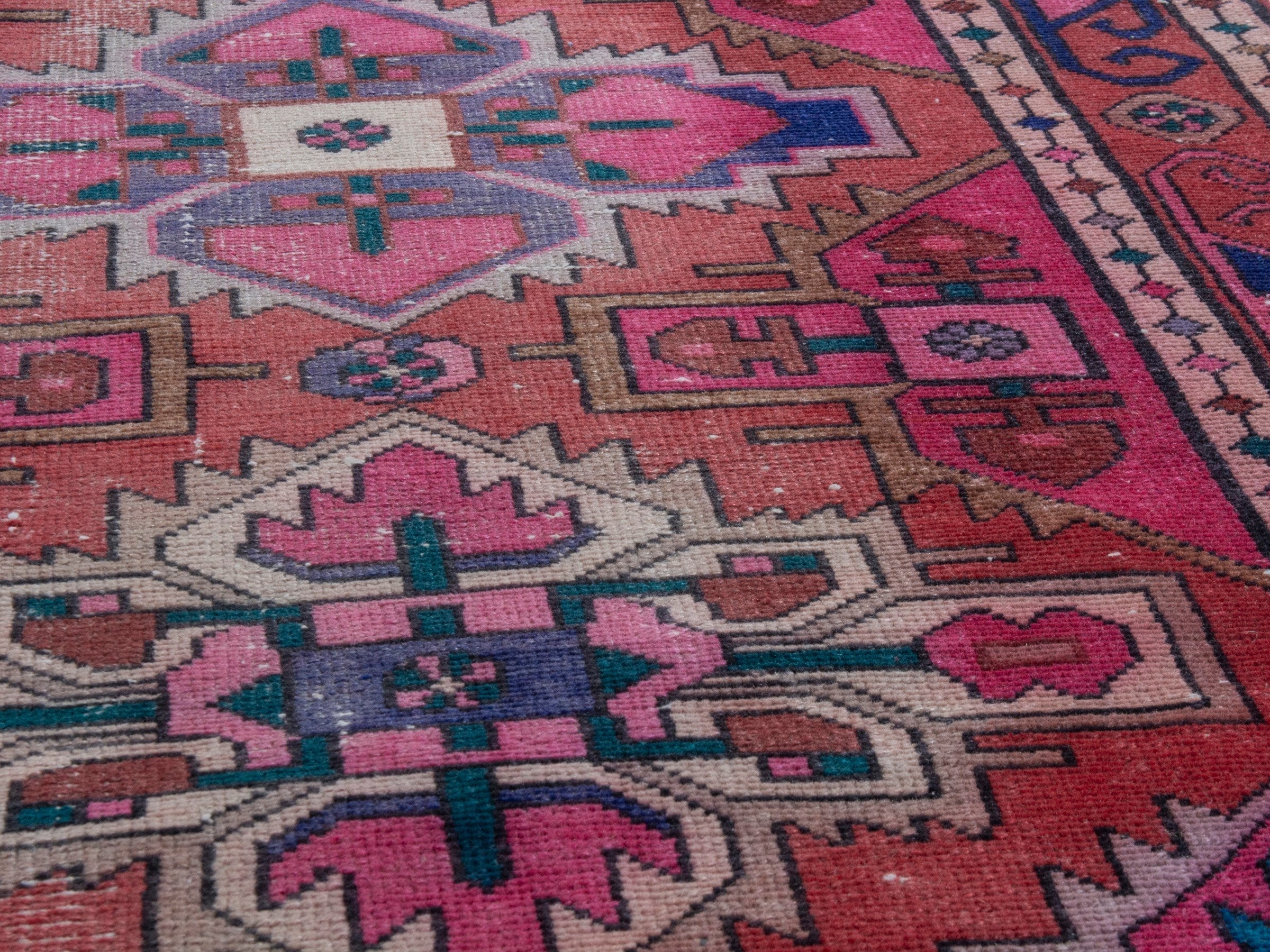 Persian Azerbaijan runner rug in faded red and deep red, view 8 of 18