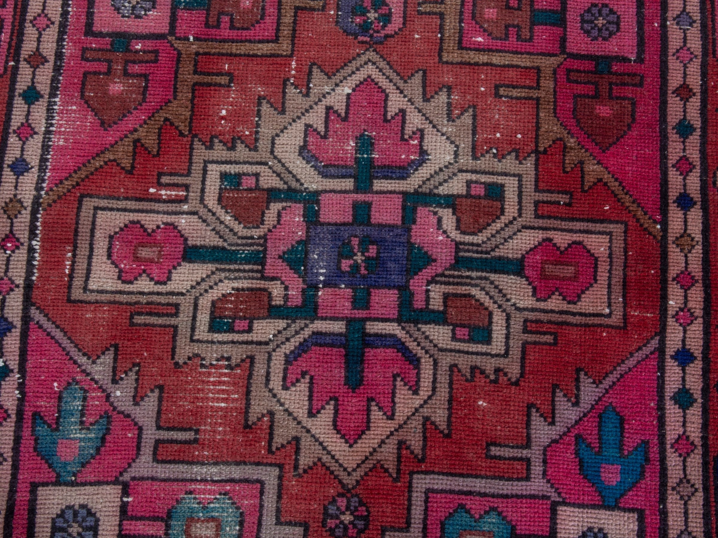 Persian Azerbaijan runner rug in faded red and deep red, view 12 of 18