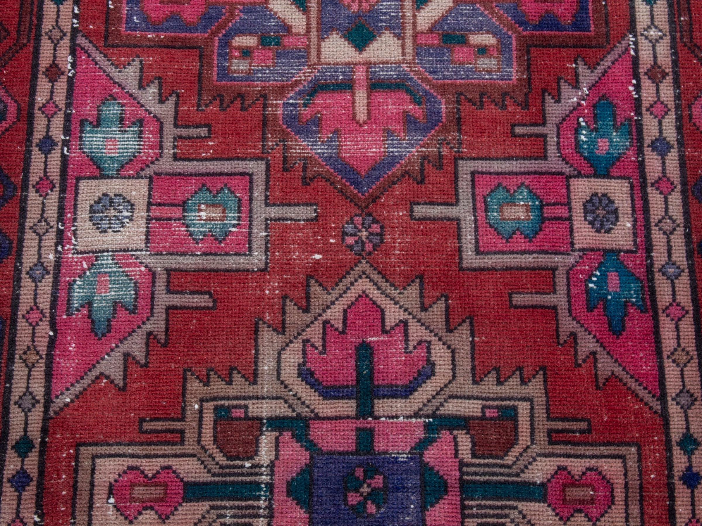 Persian Azerbaijan runner rug in faded red and deep red, view 13 of 18