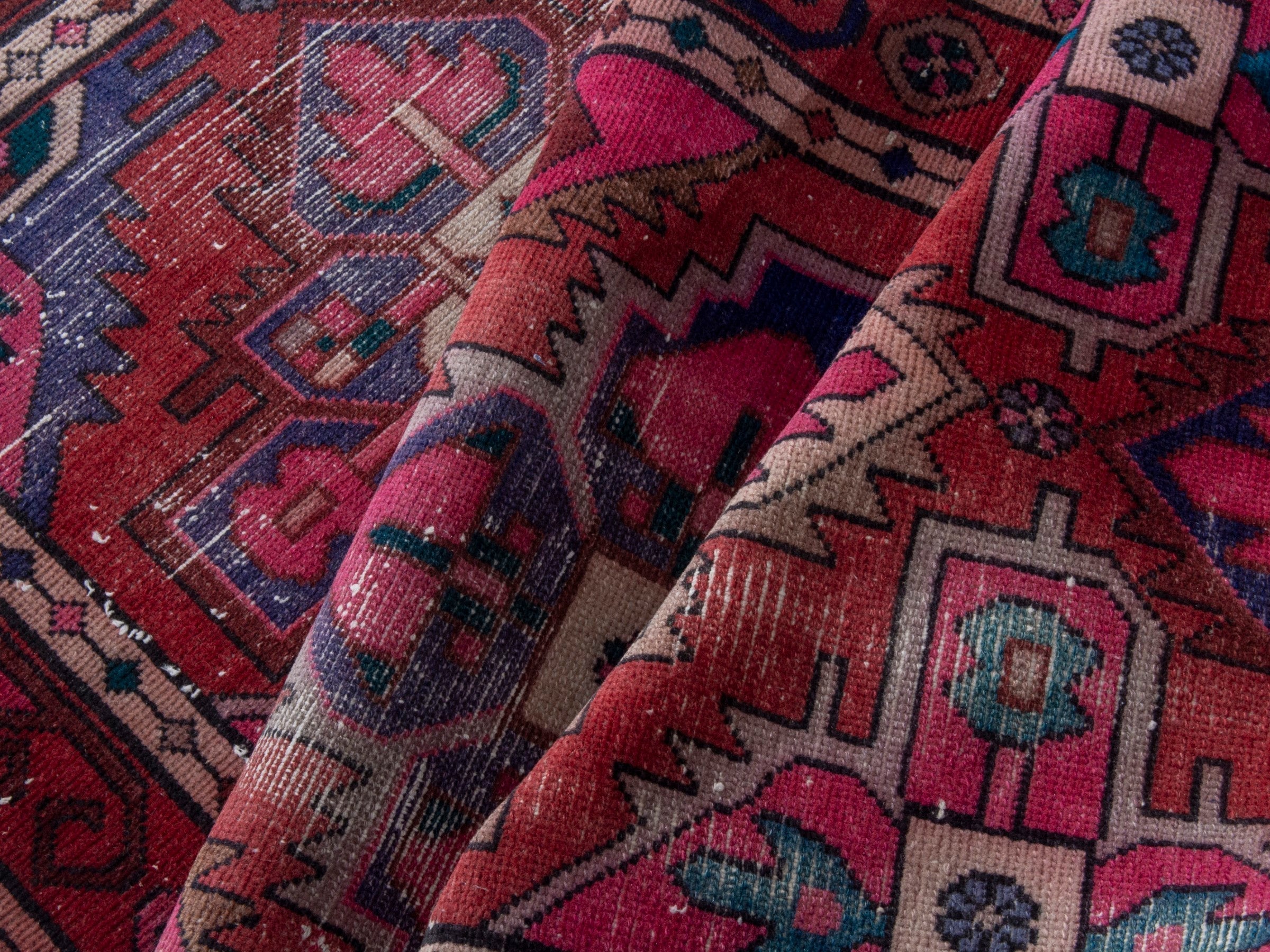 Persian Azerbaijan runner rug in faded red and deep red, view 15 of 18