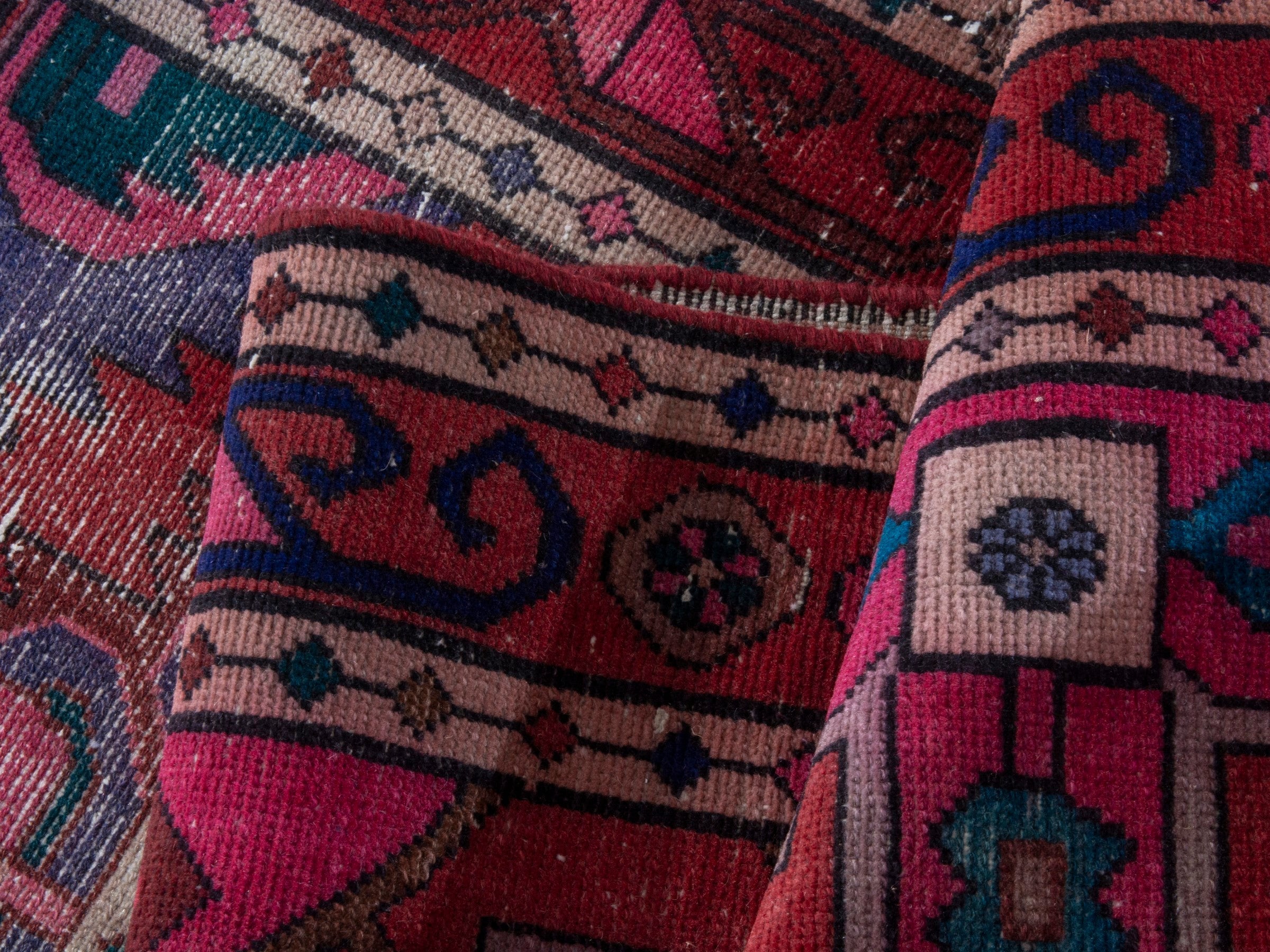 Persian Azerbaijan runner rug in faded red and deep red, view 16 of 18