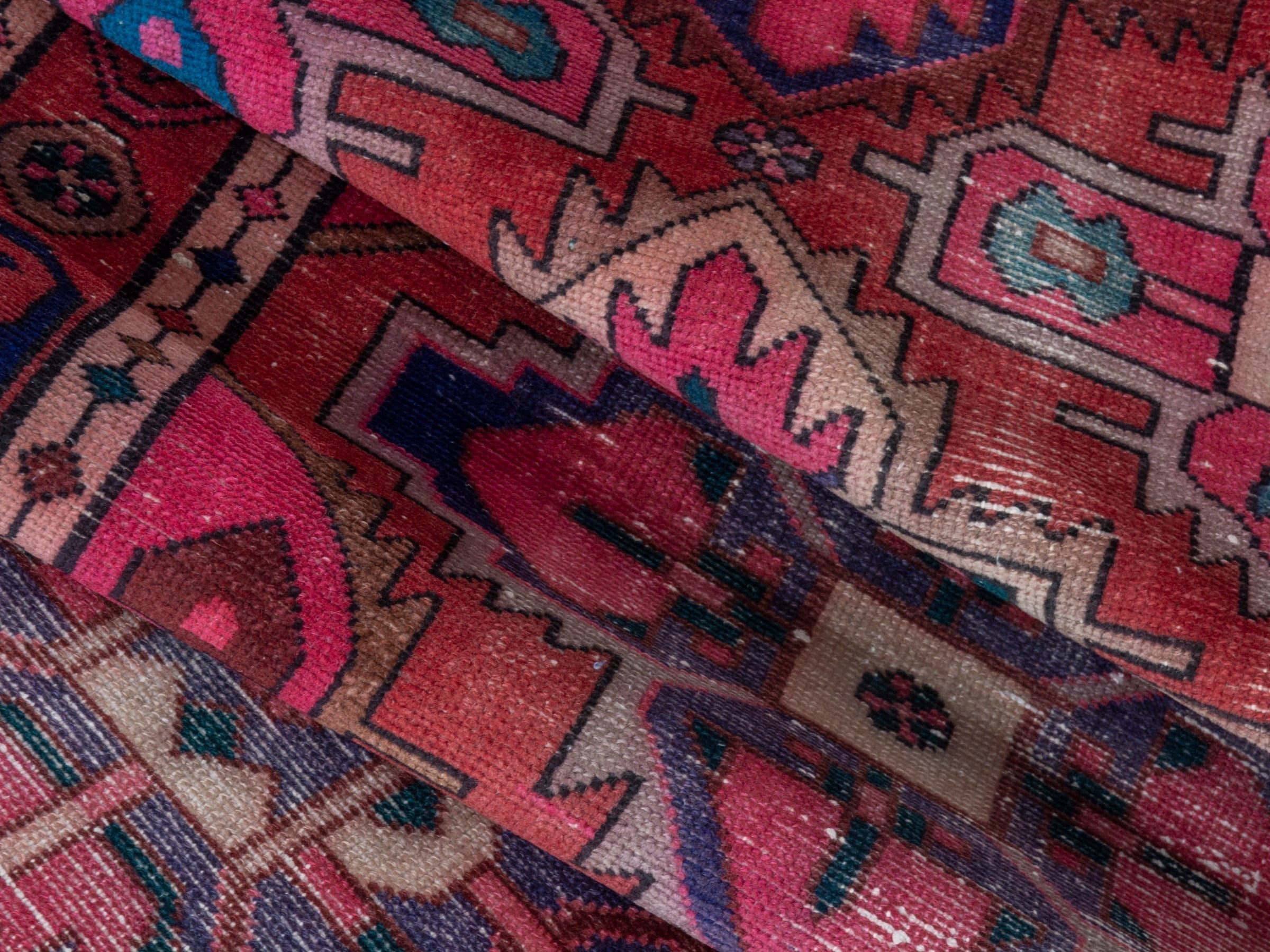 Persian Azerbaijan runner rug in faded red and deep red, view 17 of 18