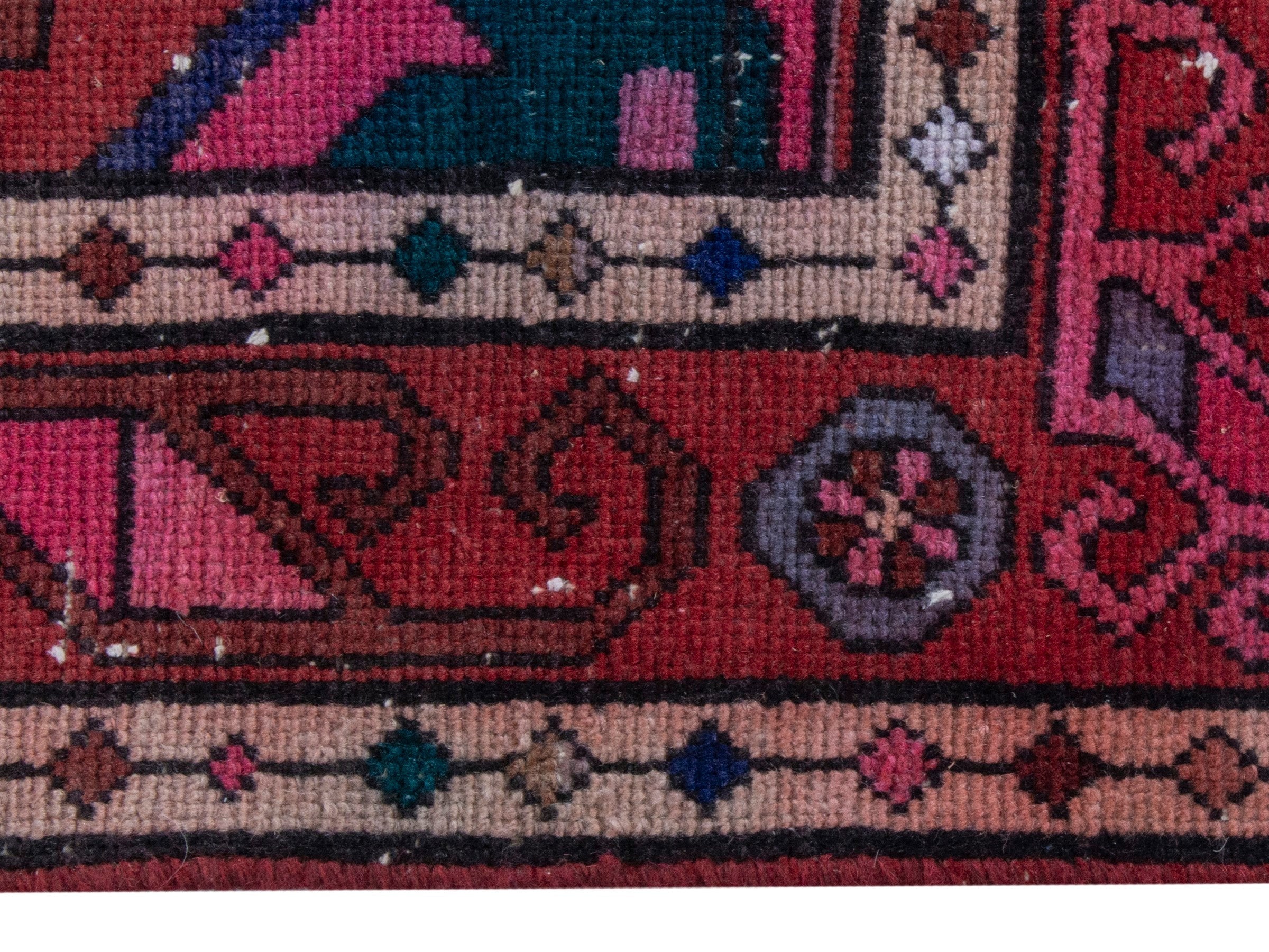 Persian Azerbaijan runner rug in faded red and deep red, view 10 of 18