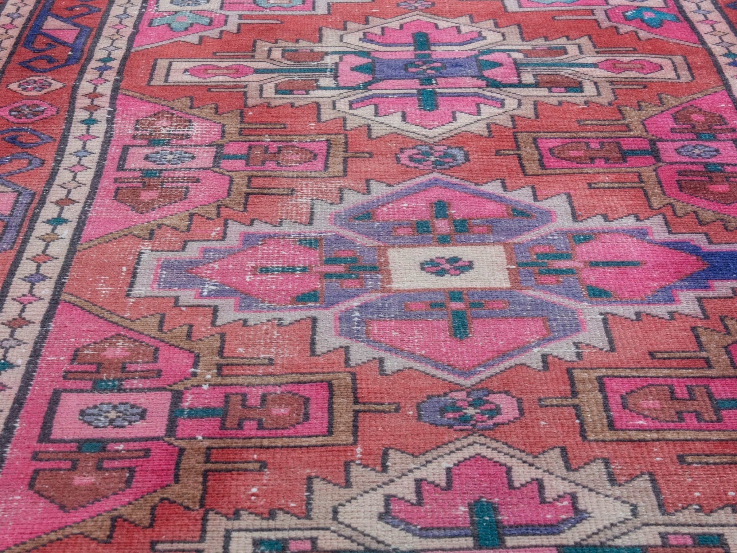 Persian Azerbaijan runner rug in faded red and deep red, view 7 of 18