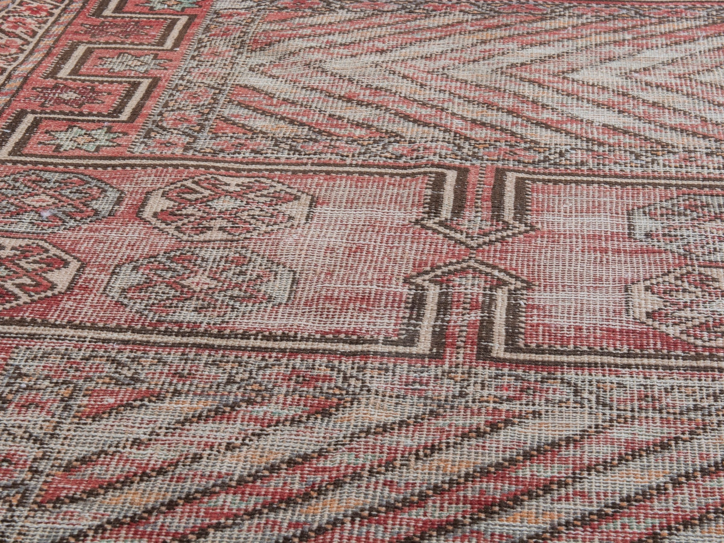 Persian Ghoochan runner rug in faded red and cream, view 8 of 20