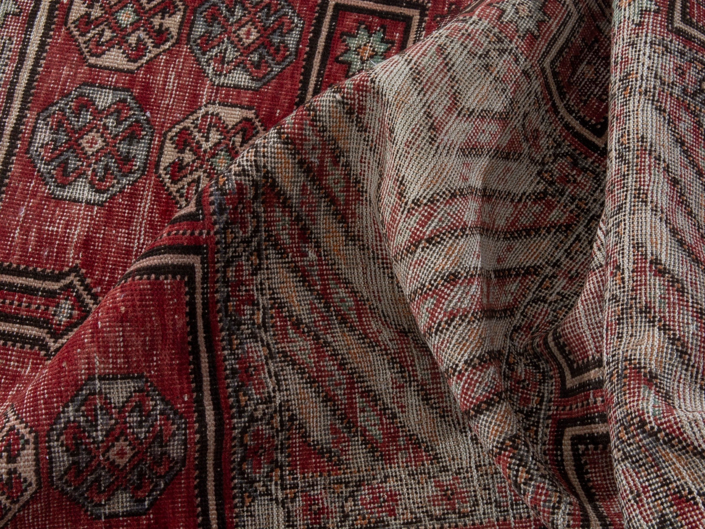 Persian Ghoochan runner rug in faded red and cream, view 16 of 20