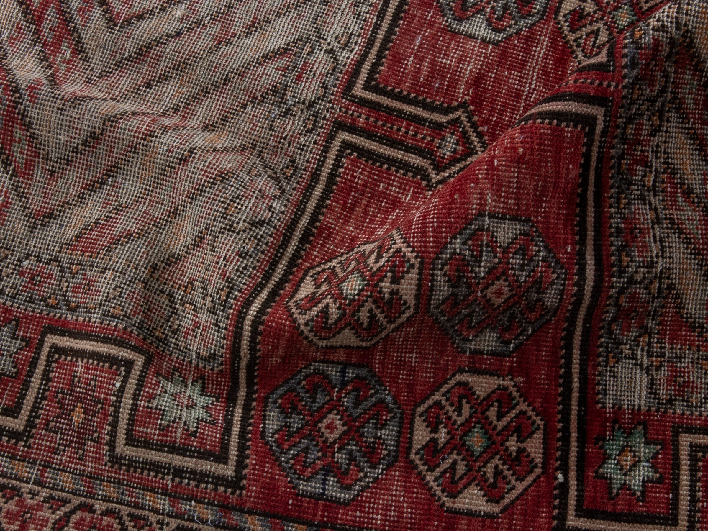 Persian Ghoochan runner rug in faded red and cream, view 17 of 20