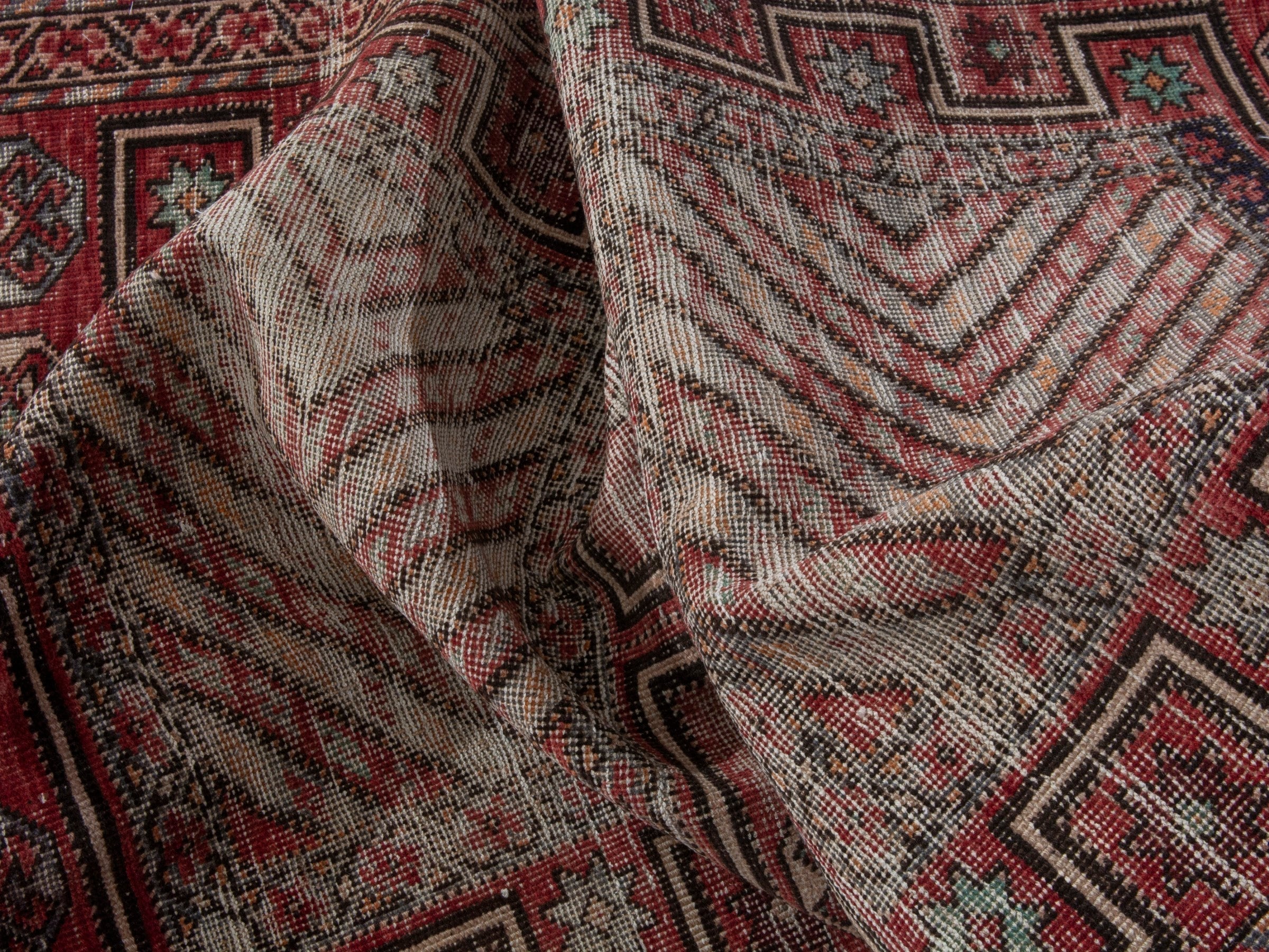Persian Ghoochan runner rug in faded red and cream, view 18 of 20