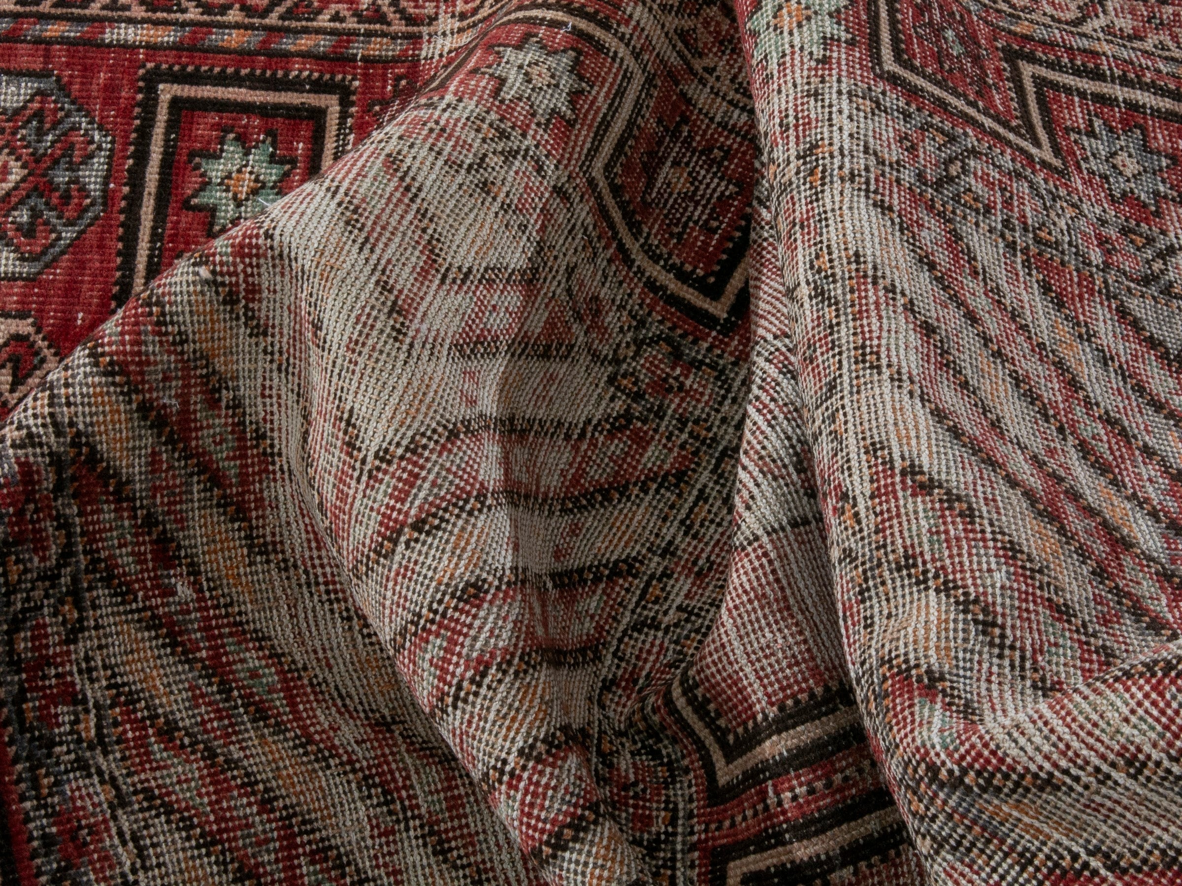 Persian Ghoochan runner rug in faded red and cream, view 19 of 20
