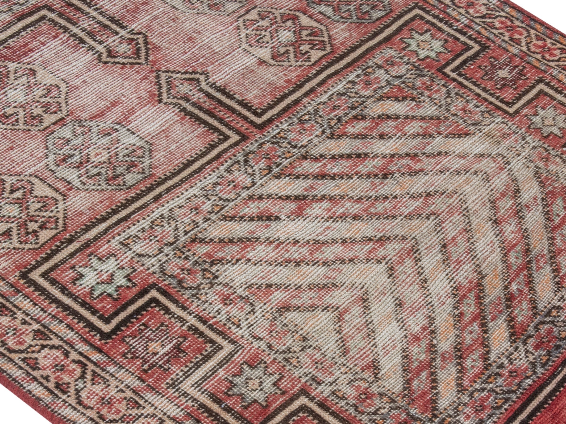 Persian Ghoochan runner rug in faded red and cream, view 4 of 20