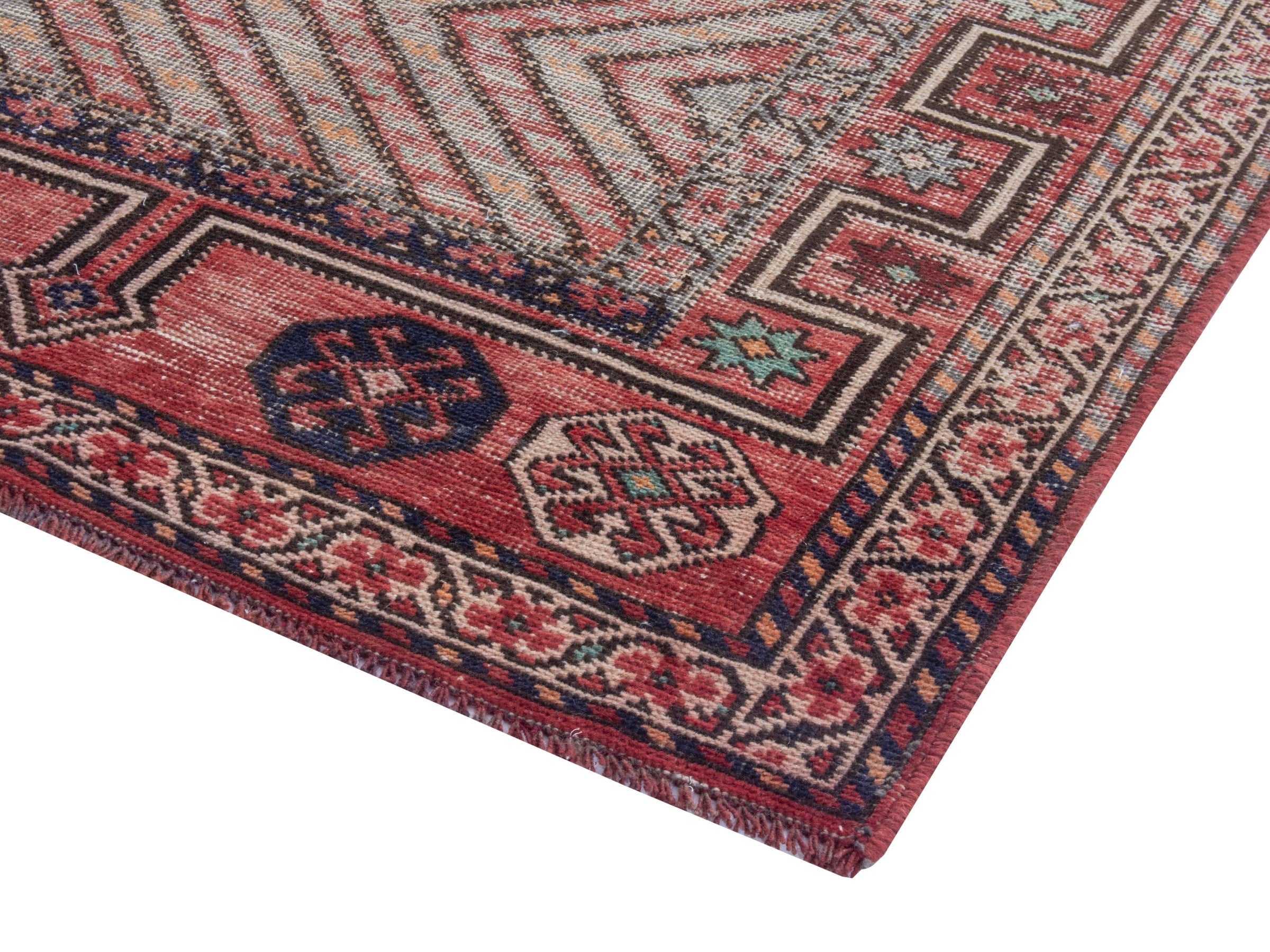 Persian Ghoochan runner rug in faded red and cream, view 5 of 20