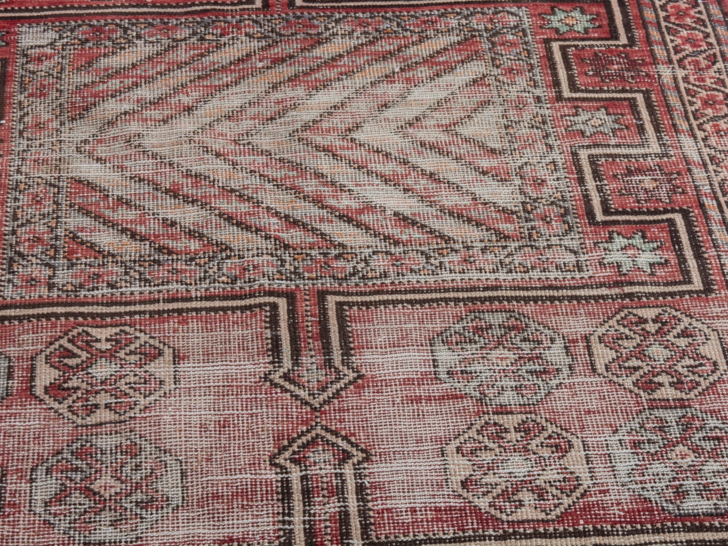 Persian Ghoochan runner rug in faded red and cream, view 9 of 20