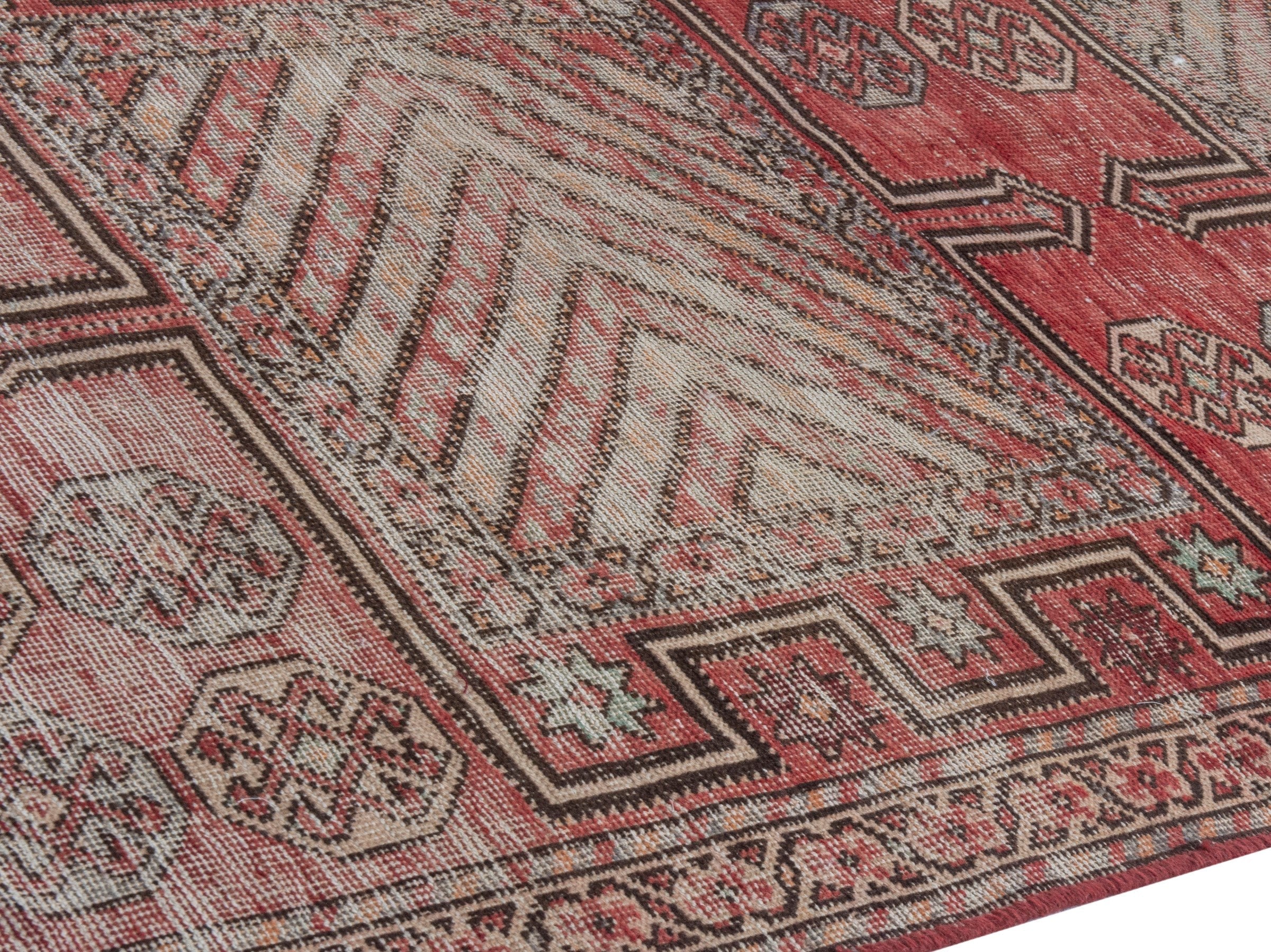 Persian Ghoochan runner rug in faded red and cream, view 6 of 20