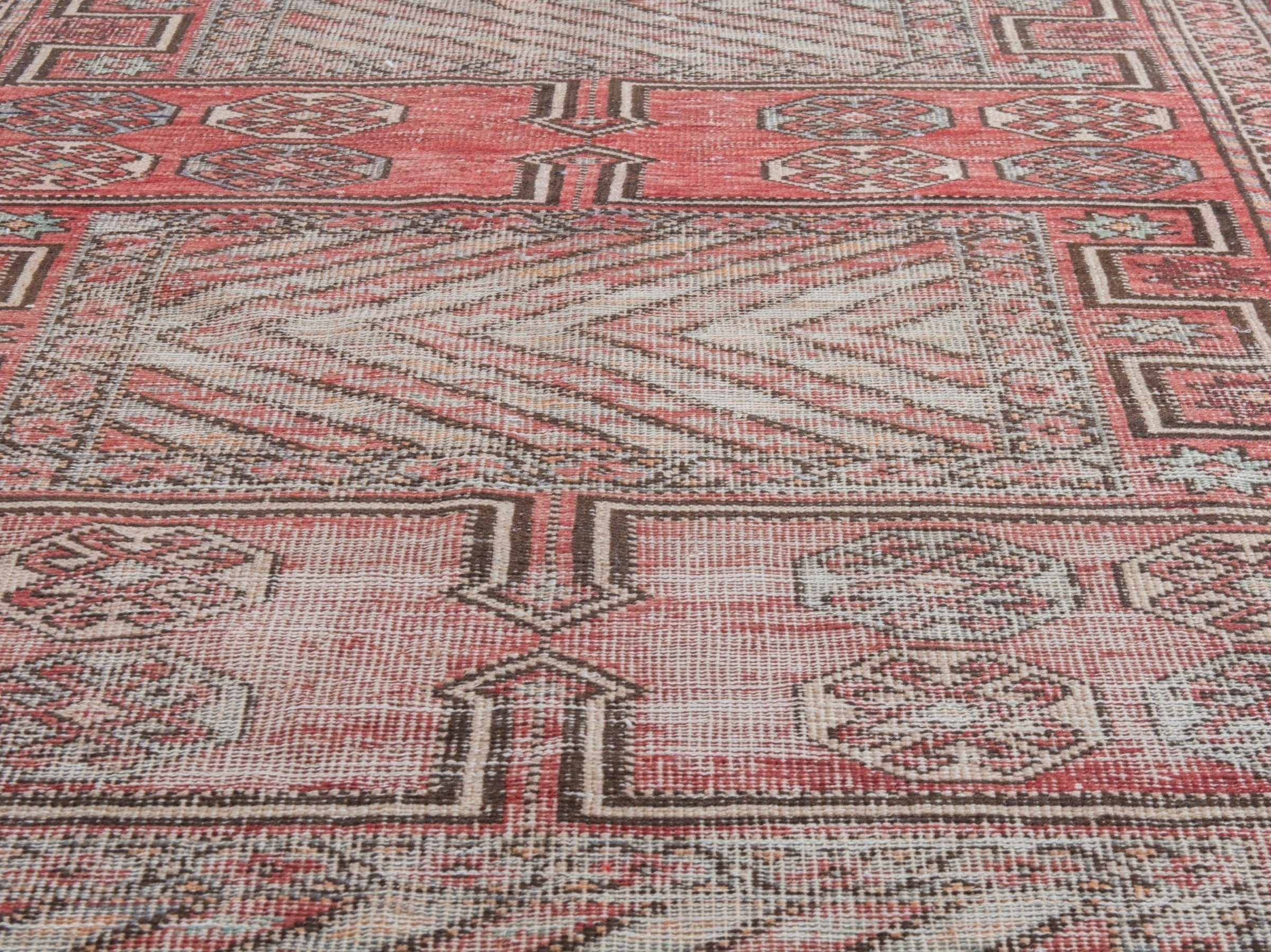 Persian Ghoochan runner rug in faded red and cream, view 7 of 20