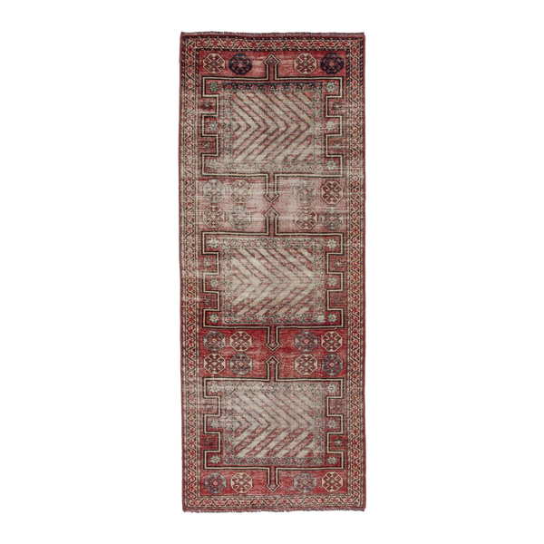 Persian Ghoochan runner rug in faded red and cream, 3'6" x 8'8"