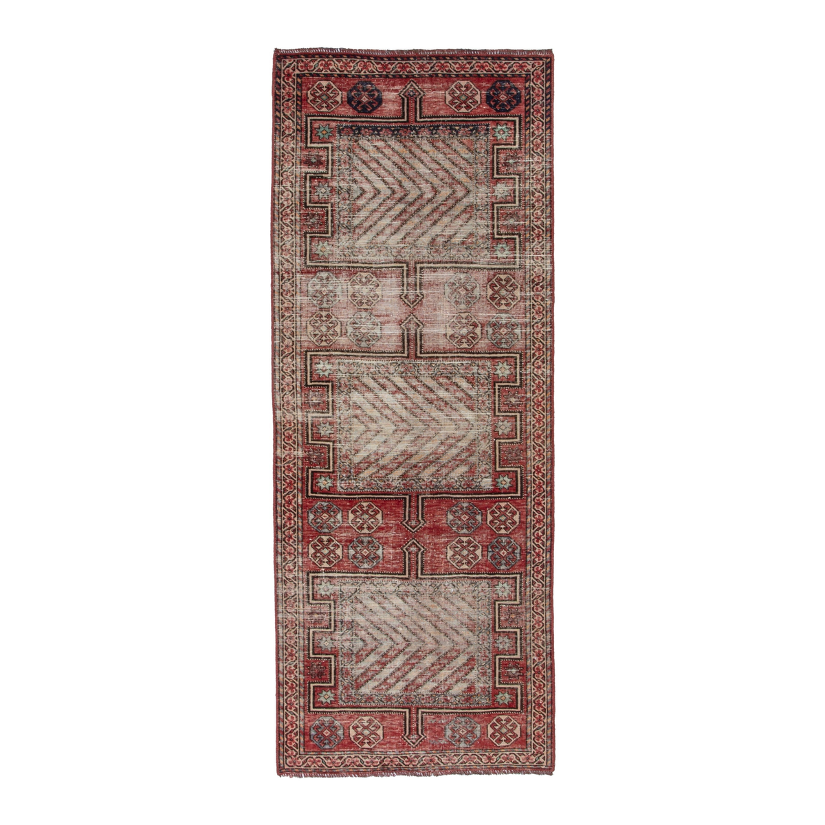 Persian Ghoochan runner rug in faded red and cream, 3'6" x 8'8"