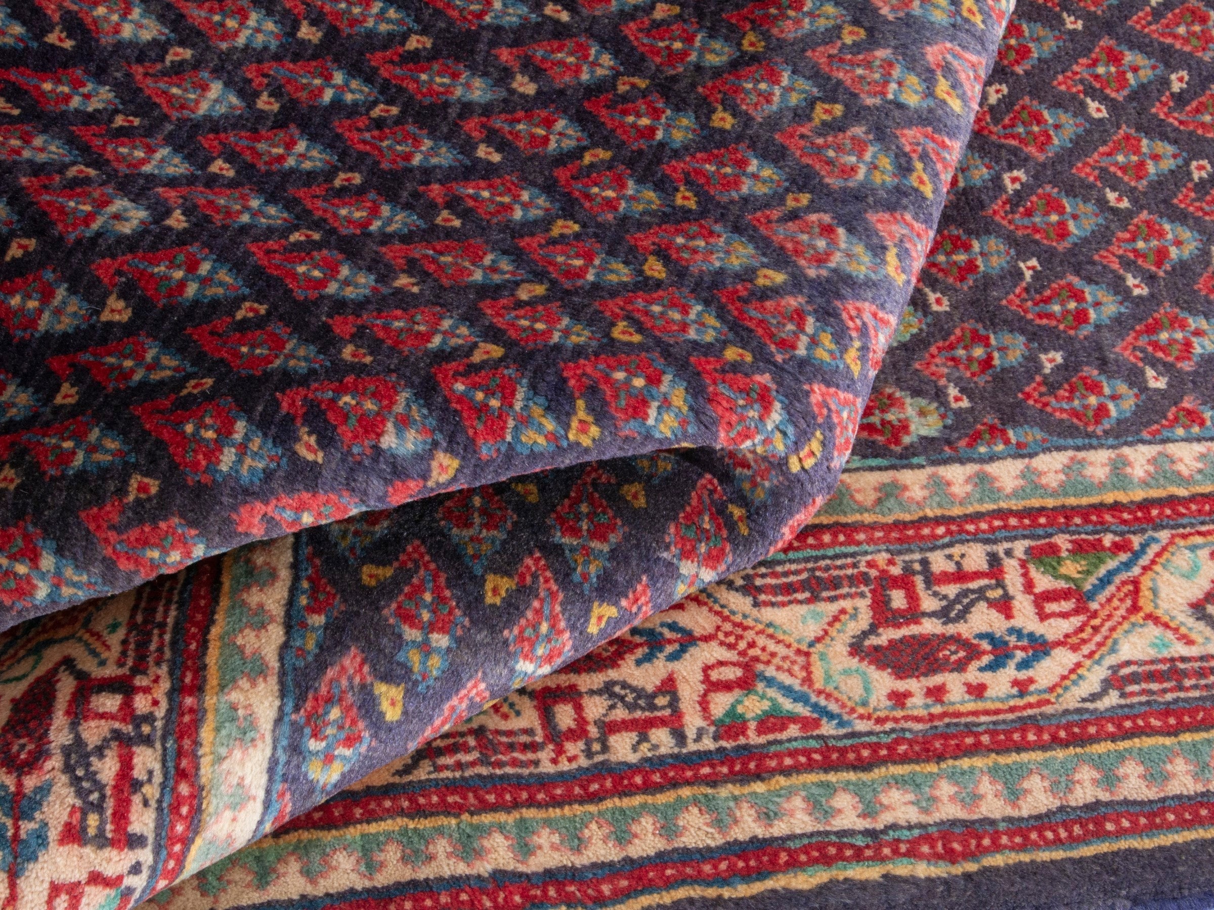 Persian Arak runner rug in navy and terracotta, view 14 of 18