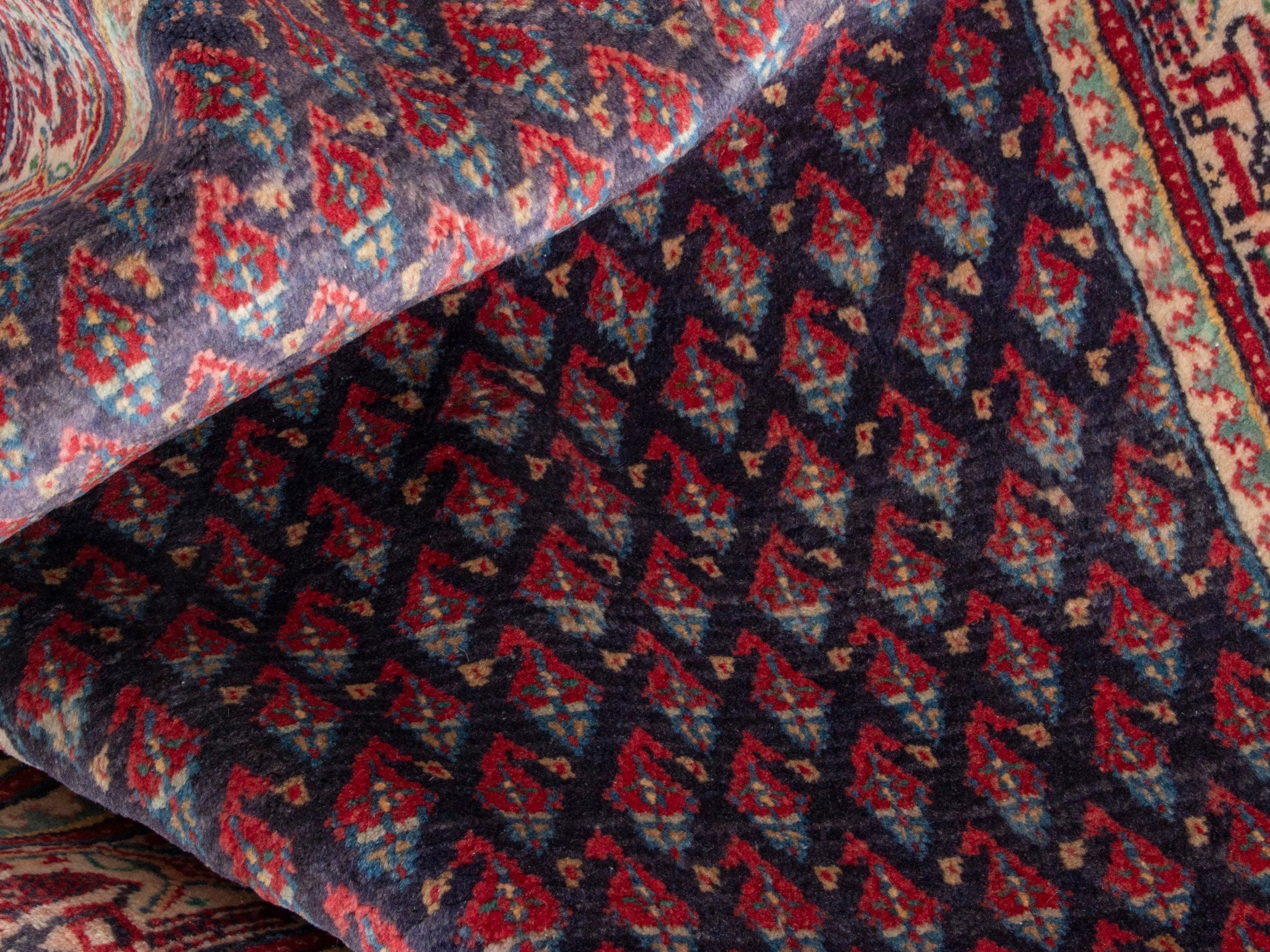 Persian Arak runner rug in navy and terracotta, view 15 of 18