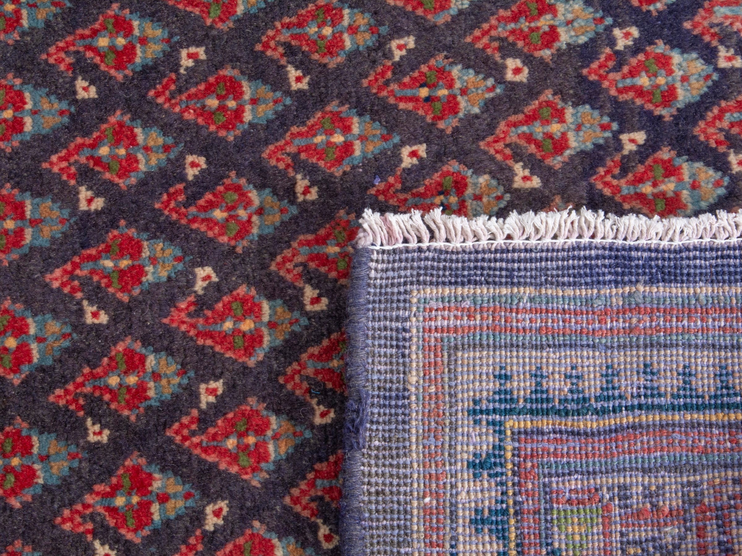 Persian Arak runner rug in navy and terracotta, view 18 of 18