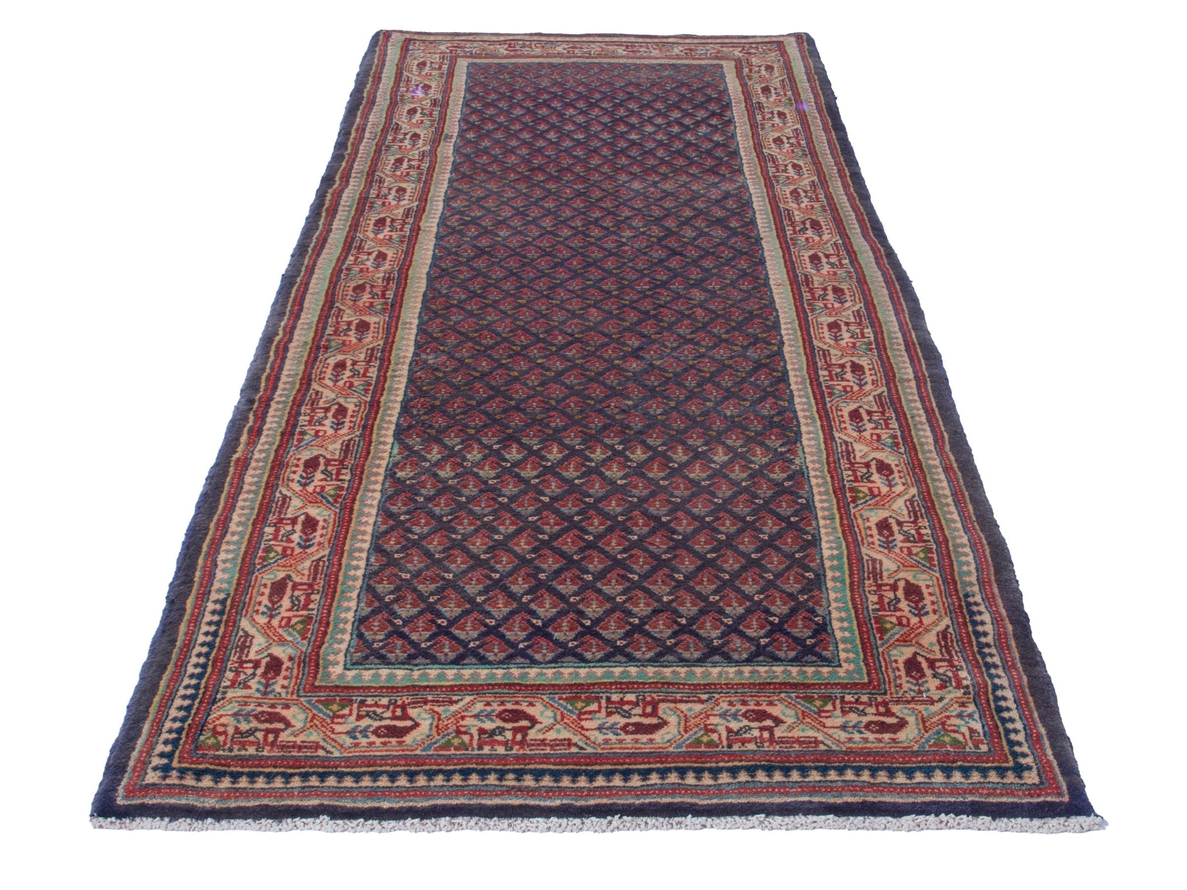 Persian Arak runner rug in navy and terracotta, view 2 of 18