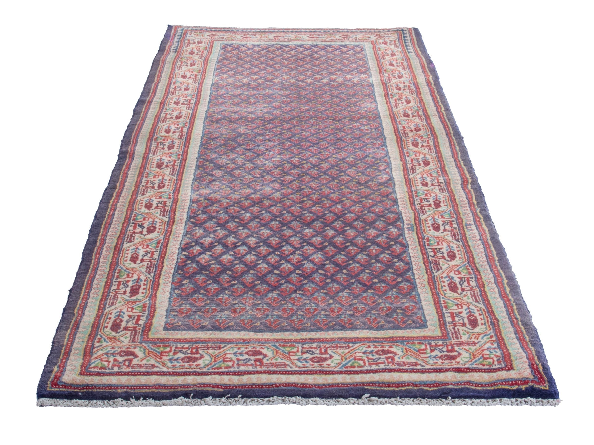Persian Arak runner rug in navy and terracotta, view 3 of 18