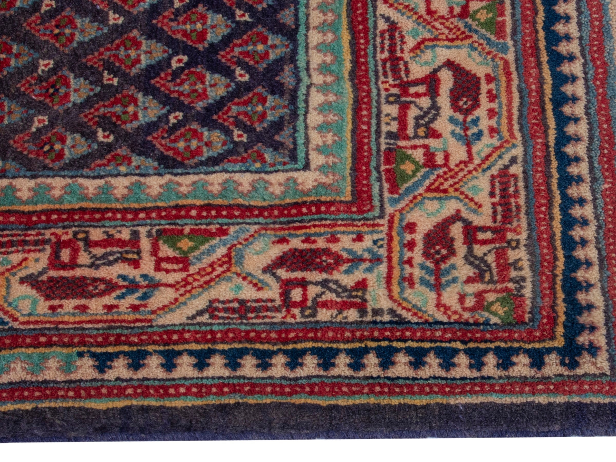 Persian Arak runner rug in navy and terracotta, view 10 of 18