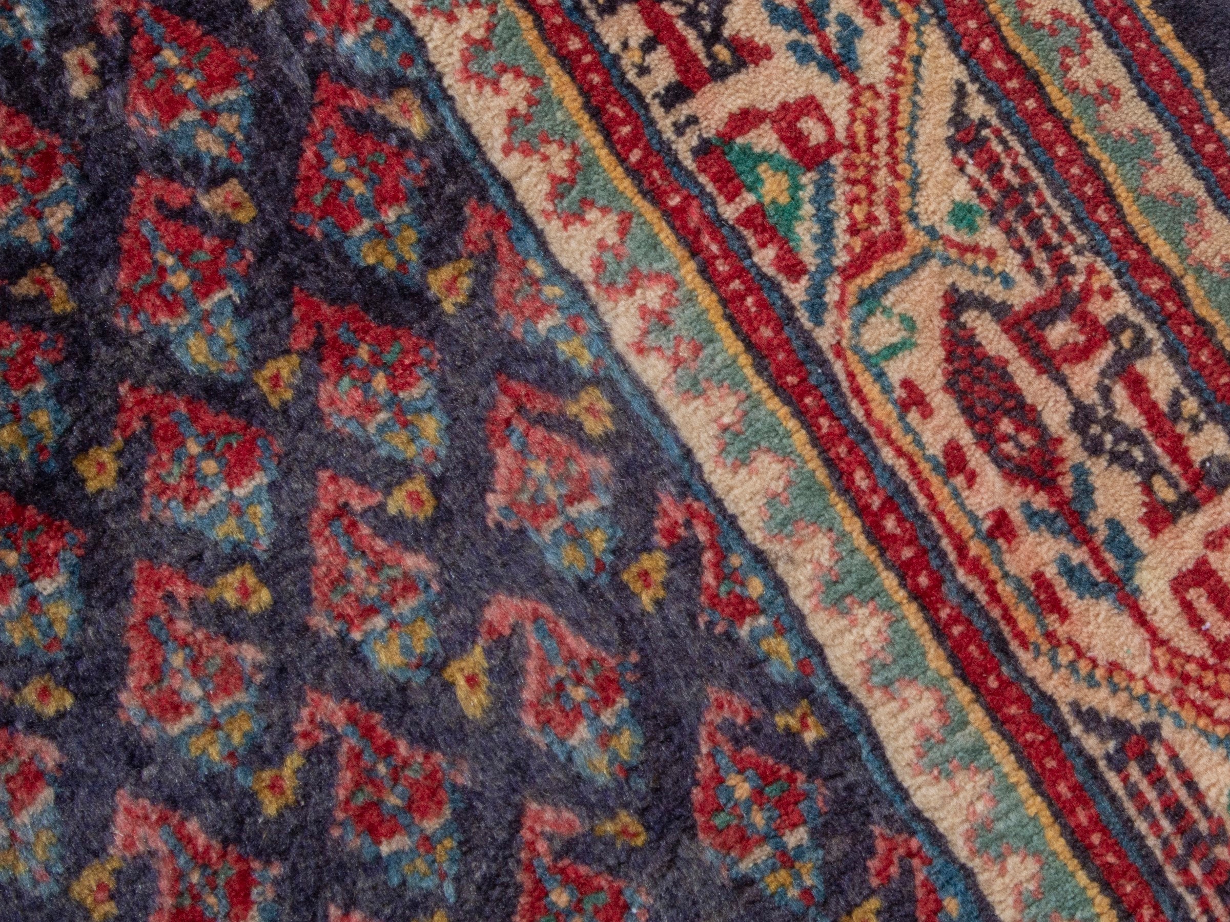 Persian Arak runner rug in navy and terracotta, view 9 of 18