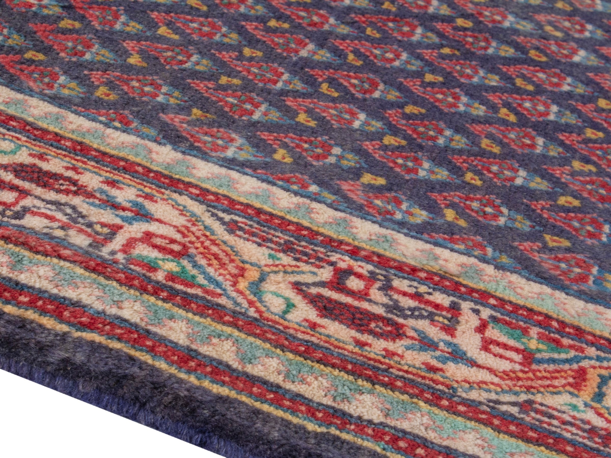 Persian Arak runner rug in navy and terracotta, view 6 of 18