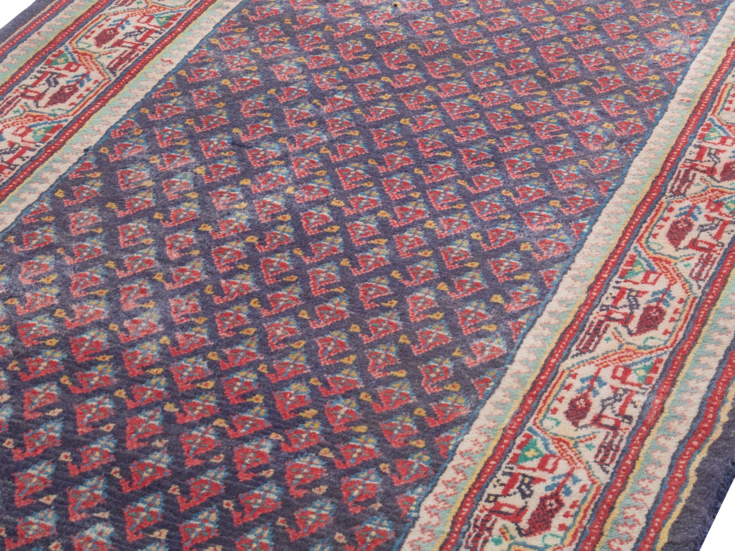 Persian Arak runner rug in navy and terracotta, view 7 of 18